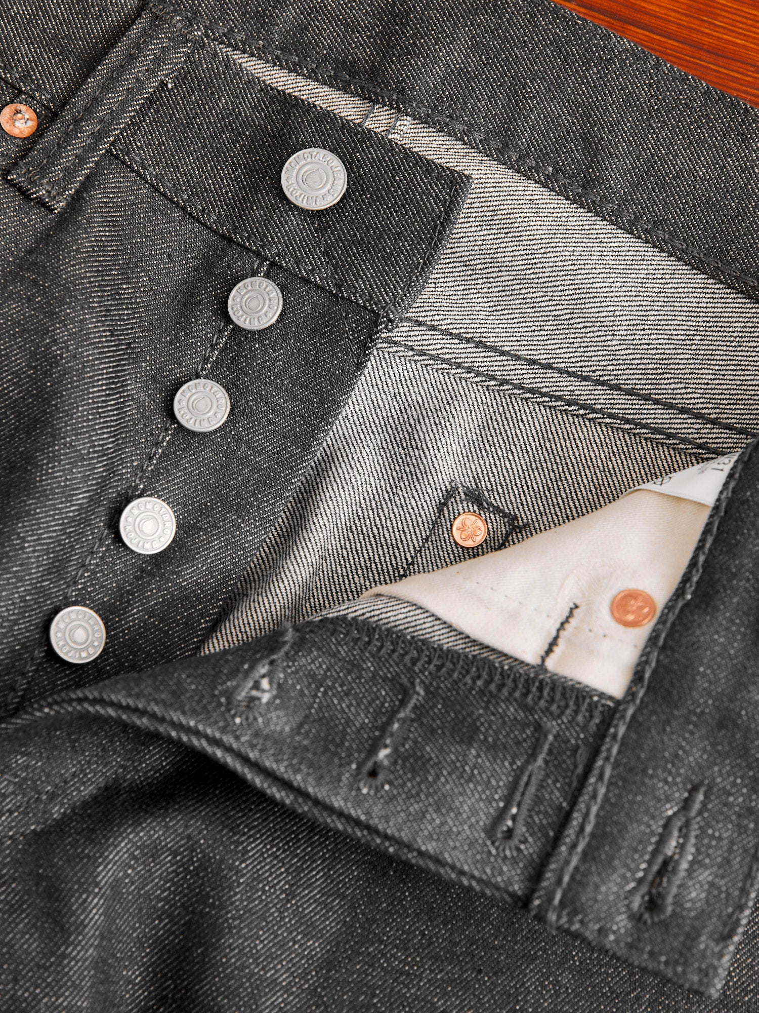 0306-70G 14oz Grey Selvedge Denim - Tight Tapered Fit - Image 9