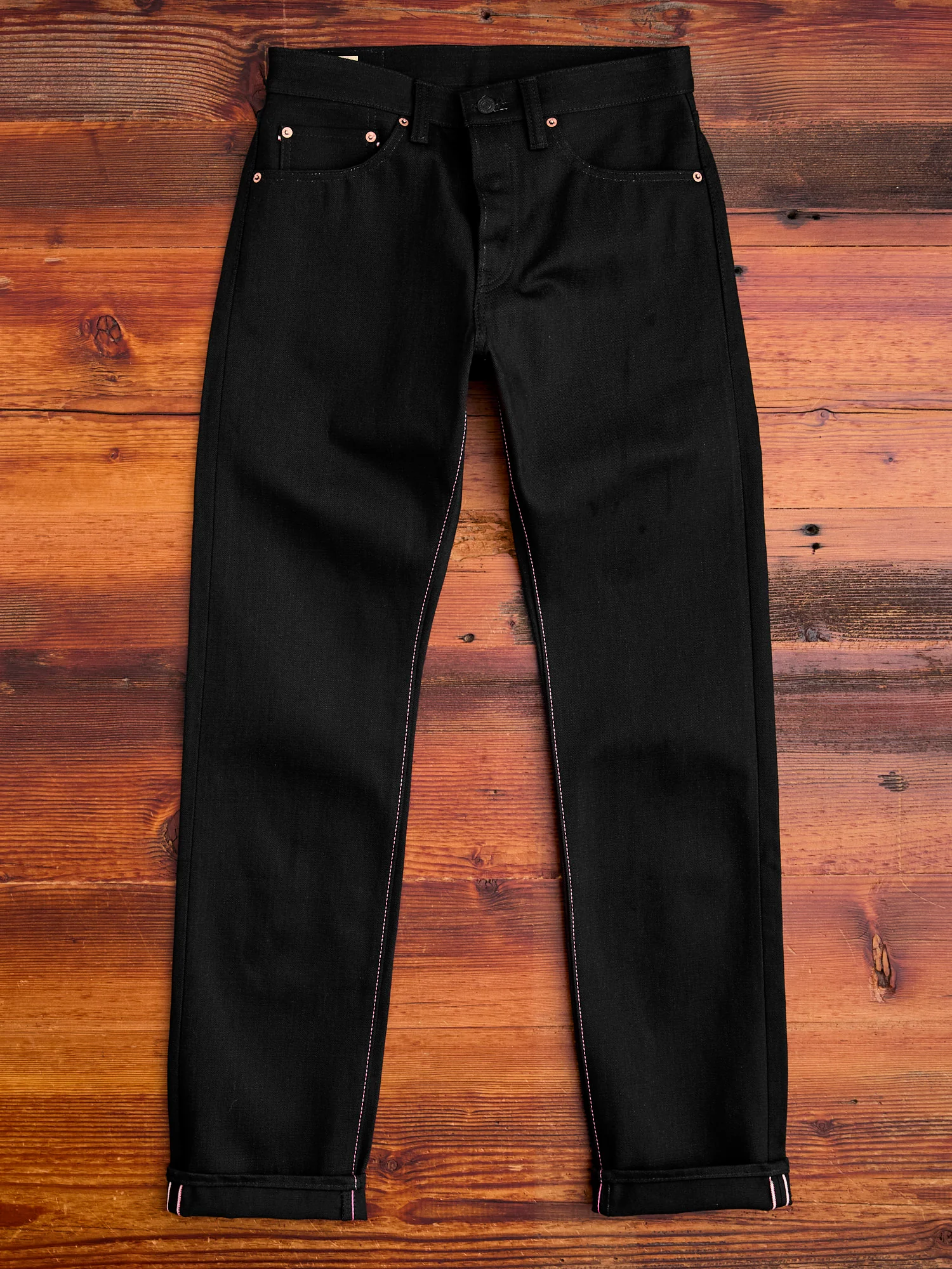 0605-B 15.7oz Black Selvedge Denim - Natural Tapered Fit - Image 4