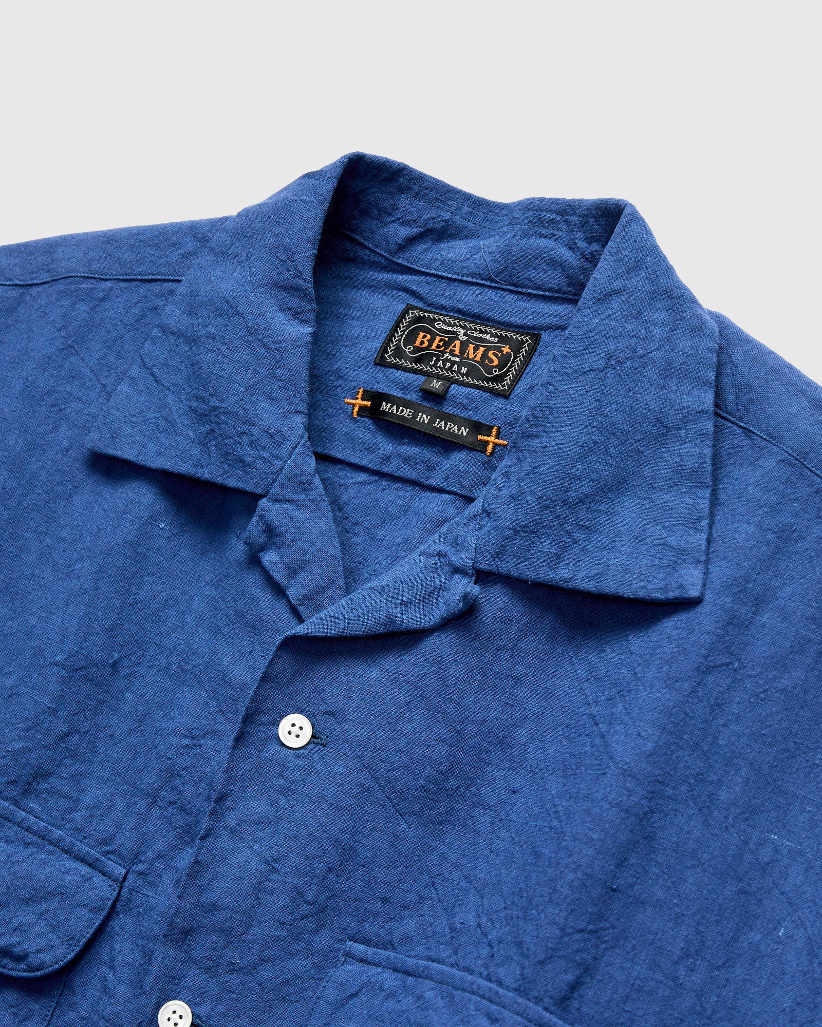 1/40 Linen Open Collar Shirt in Blue - Image 4