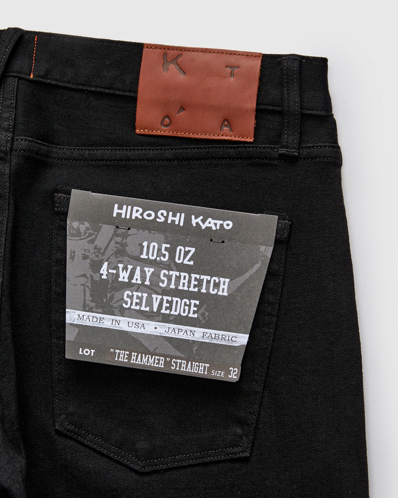 10.5oz Black Stretch Selvedge Denim - Hammer Straight - Image 4