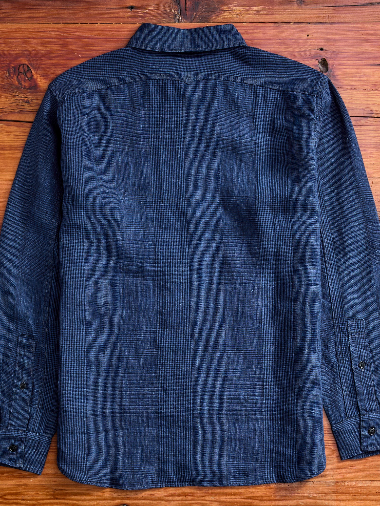 100WS Linen Workshirt in Indigo Check - Image 10