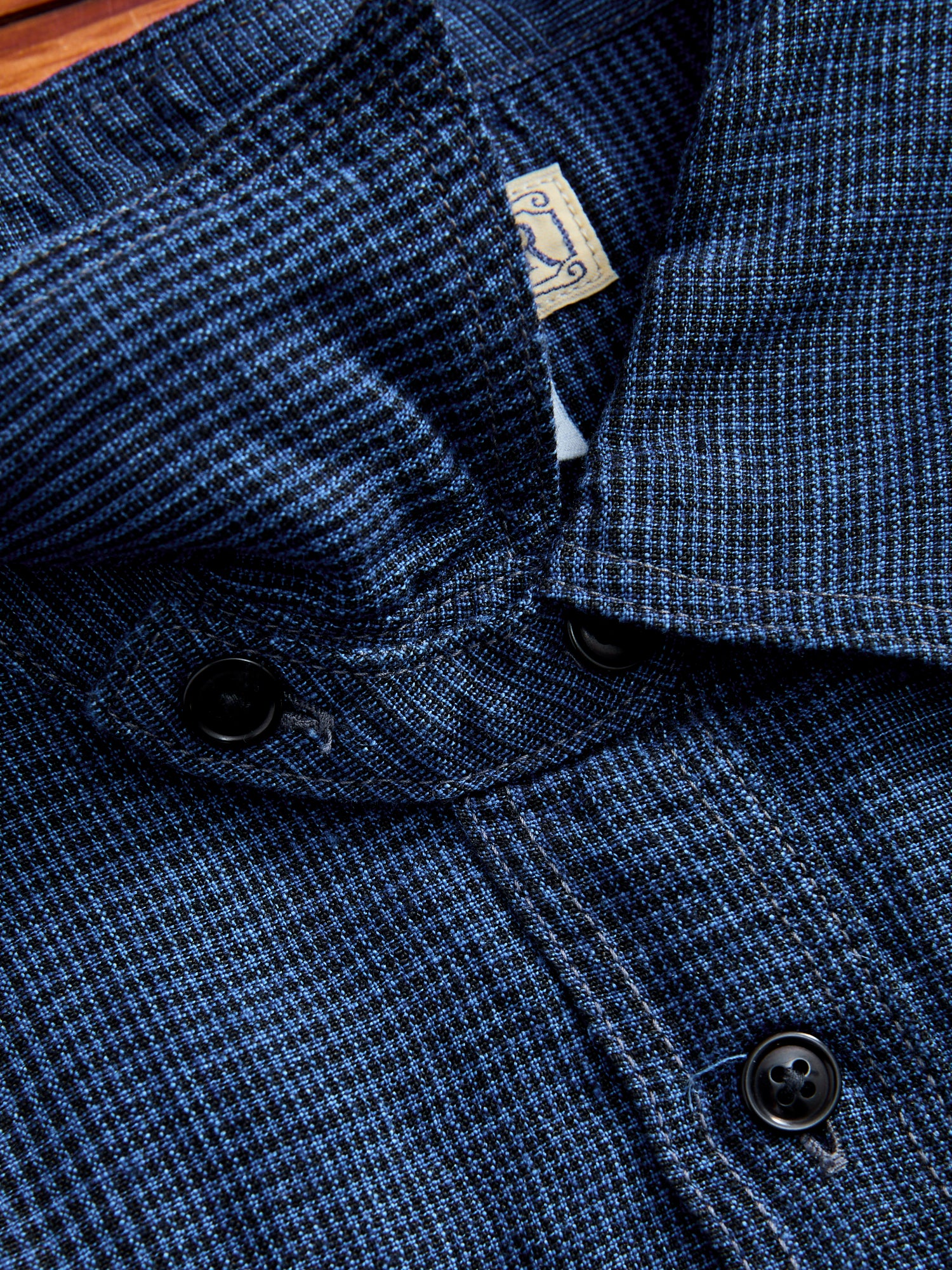 100WS Linen Workshirt in Indigo Check - Image 5