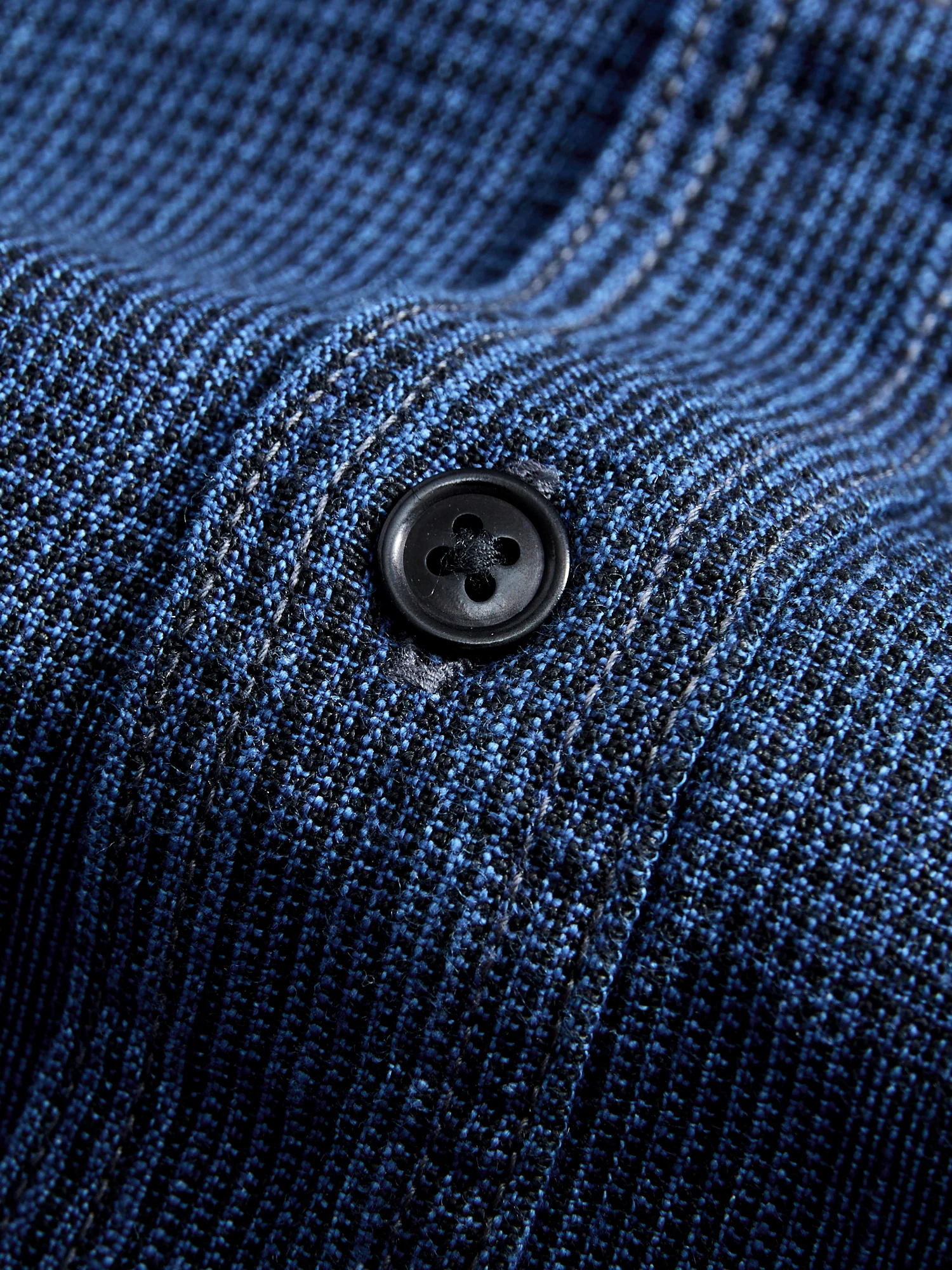 100WS Linen Workshirt in Indigo Check - Image 6
