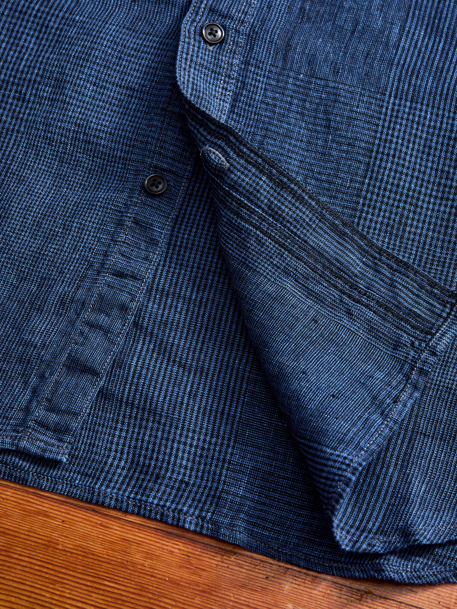 100WS Linen Workshirt in Indigo Check - Image 7