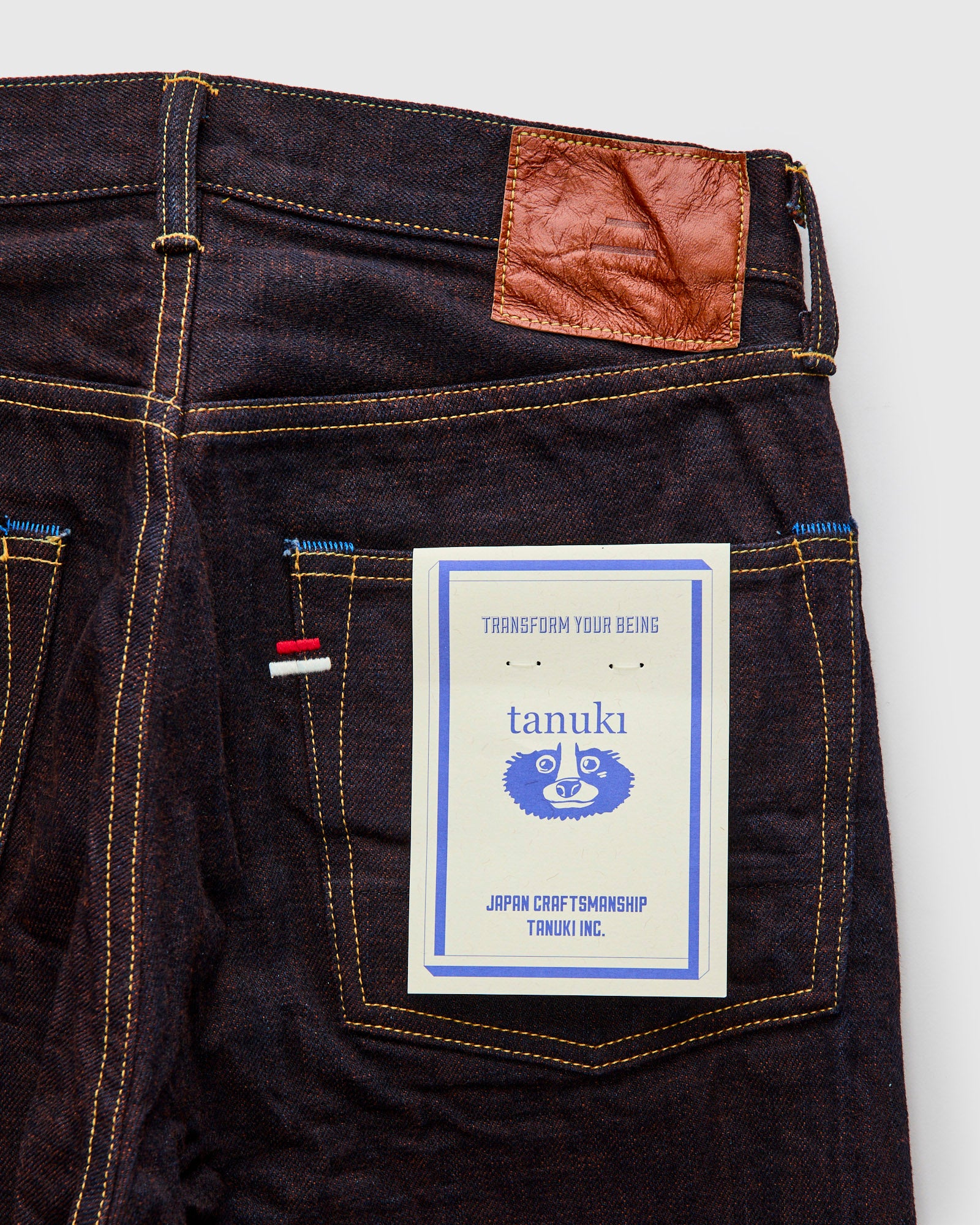 103KH "Kakishibu" Persimmon Weft 14.5oz Selvedge Denim - Loose Straight Fit - Image 4