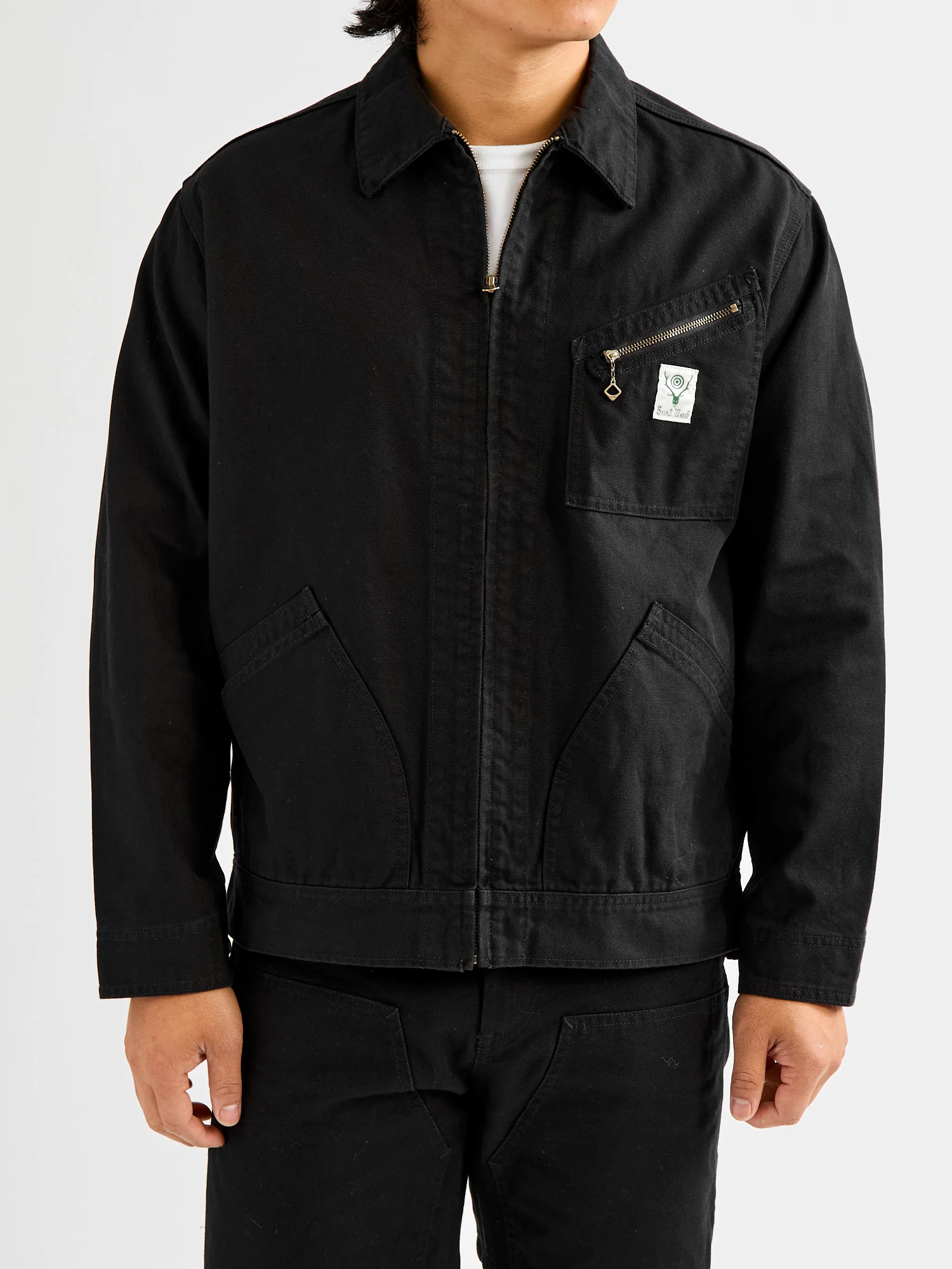 11.5oz Cotton Canvas Work Jacket in Black - Image 2