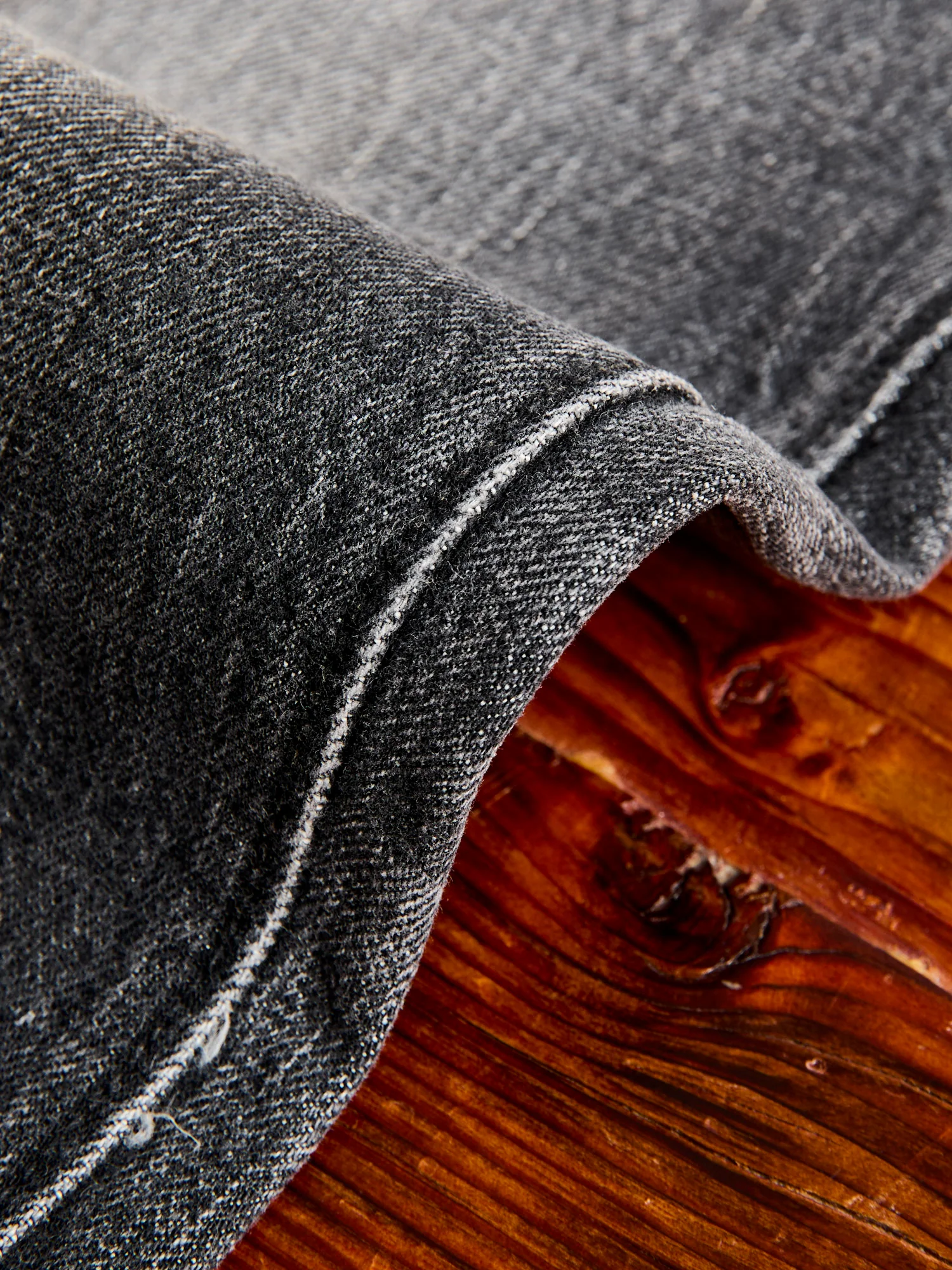1101BKHW 13.7oz Washed Black Selvedge Denim - Classic Straight Fit - Image 12