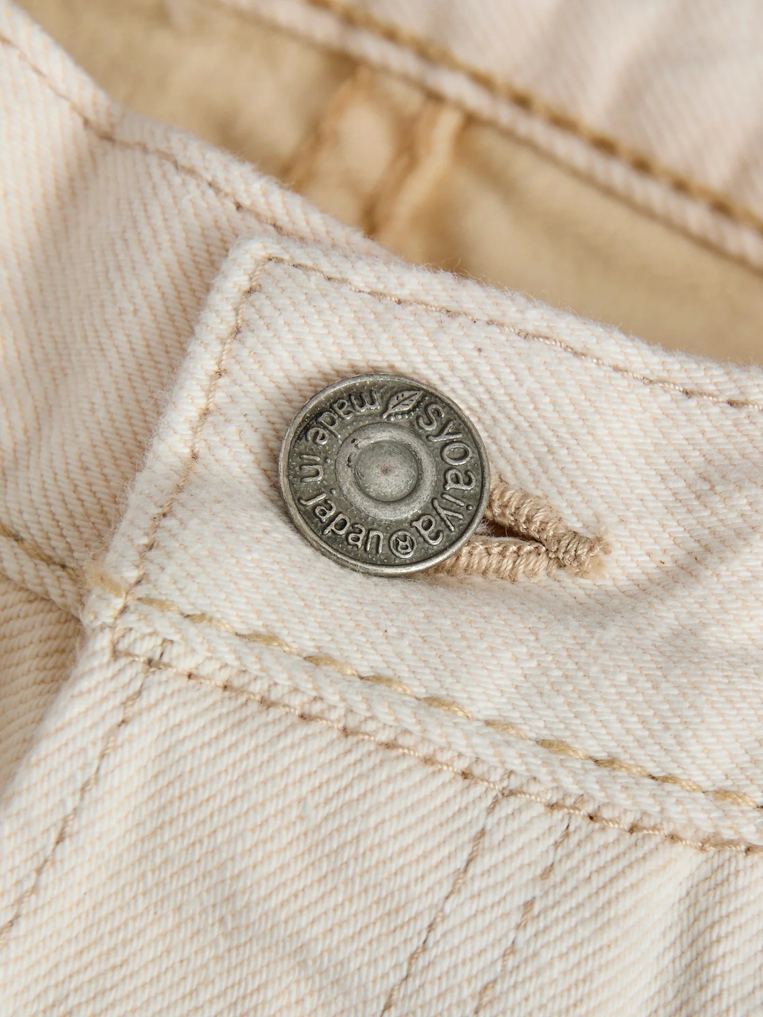 1172-2 "Ecru Beige" 14oz Rinsed Selvedge Denim - Relaxed Tapered Fit - Image 5
