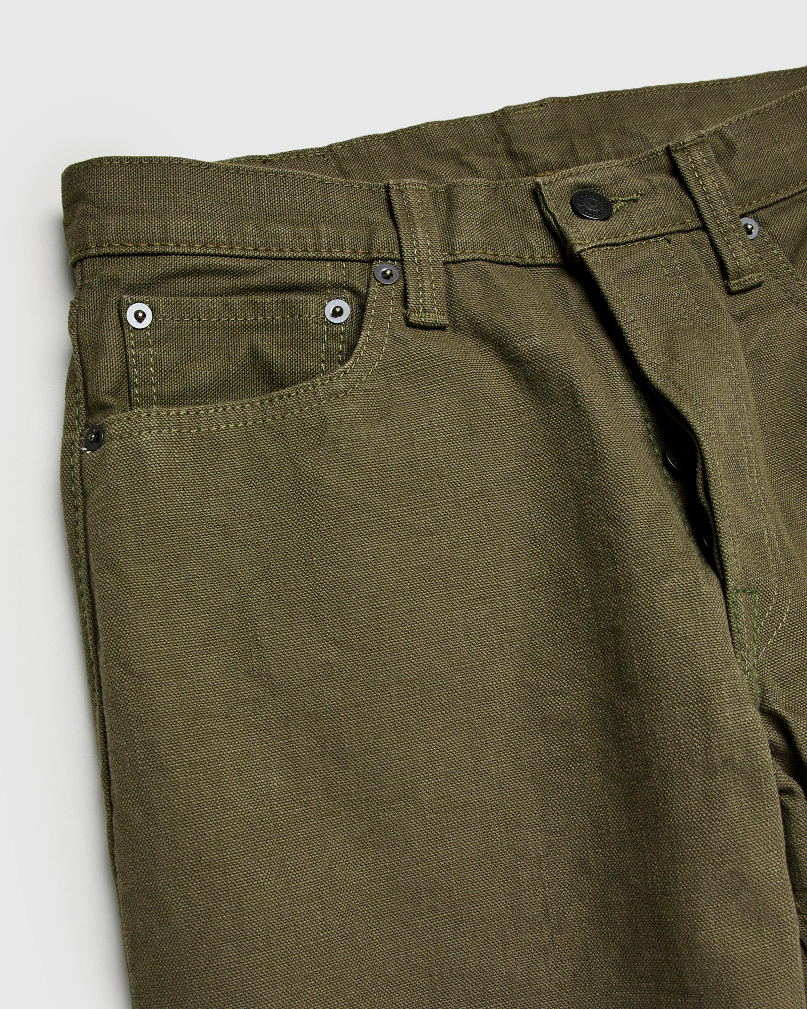 1176 Olive 13.5oz Duck Canvas Pants - Regular Straight - Image 4