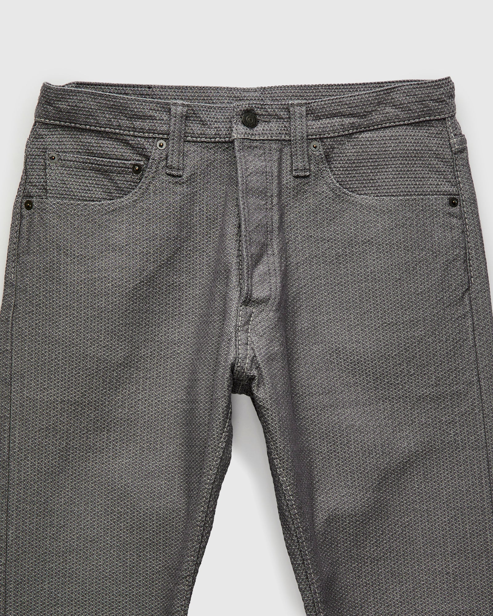 1177-GRY Gray x Black Sashiko Denim - Relaxed Tapered Fit - Image 5