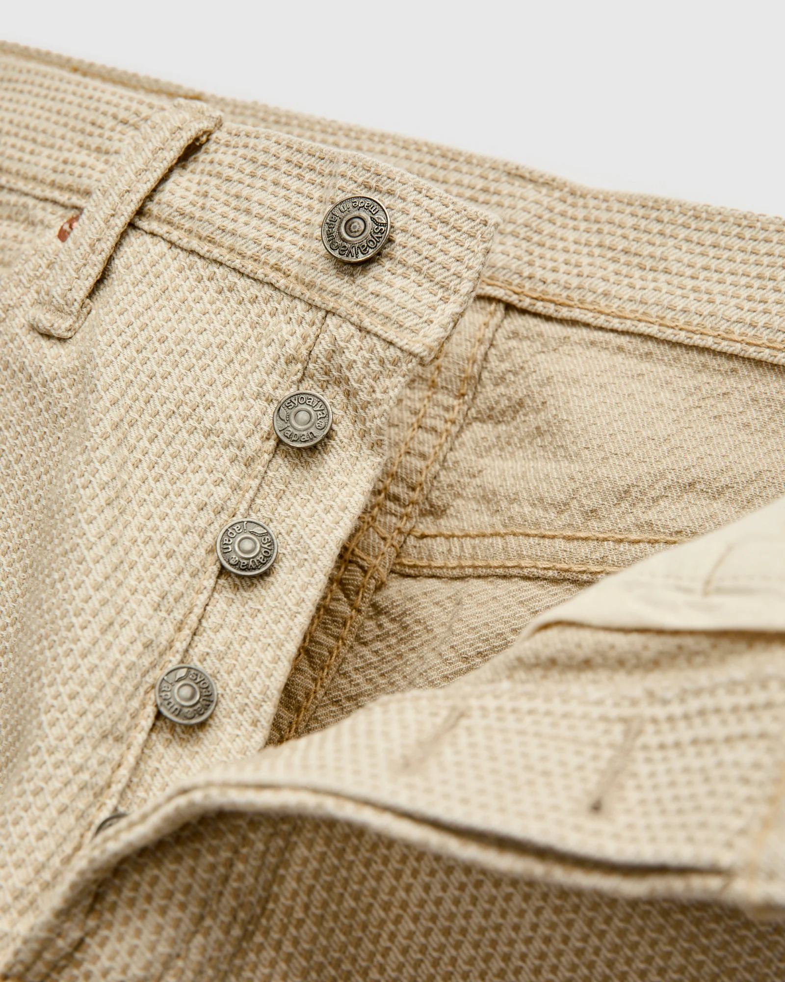 1177-IV Ivory x Beige Sashiko Denim - Relaxed Tapered Fit - Image 7