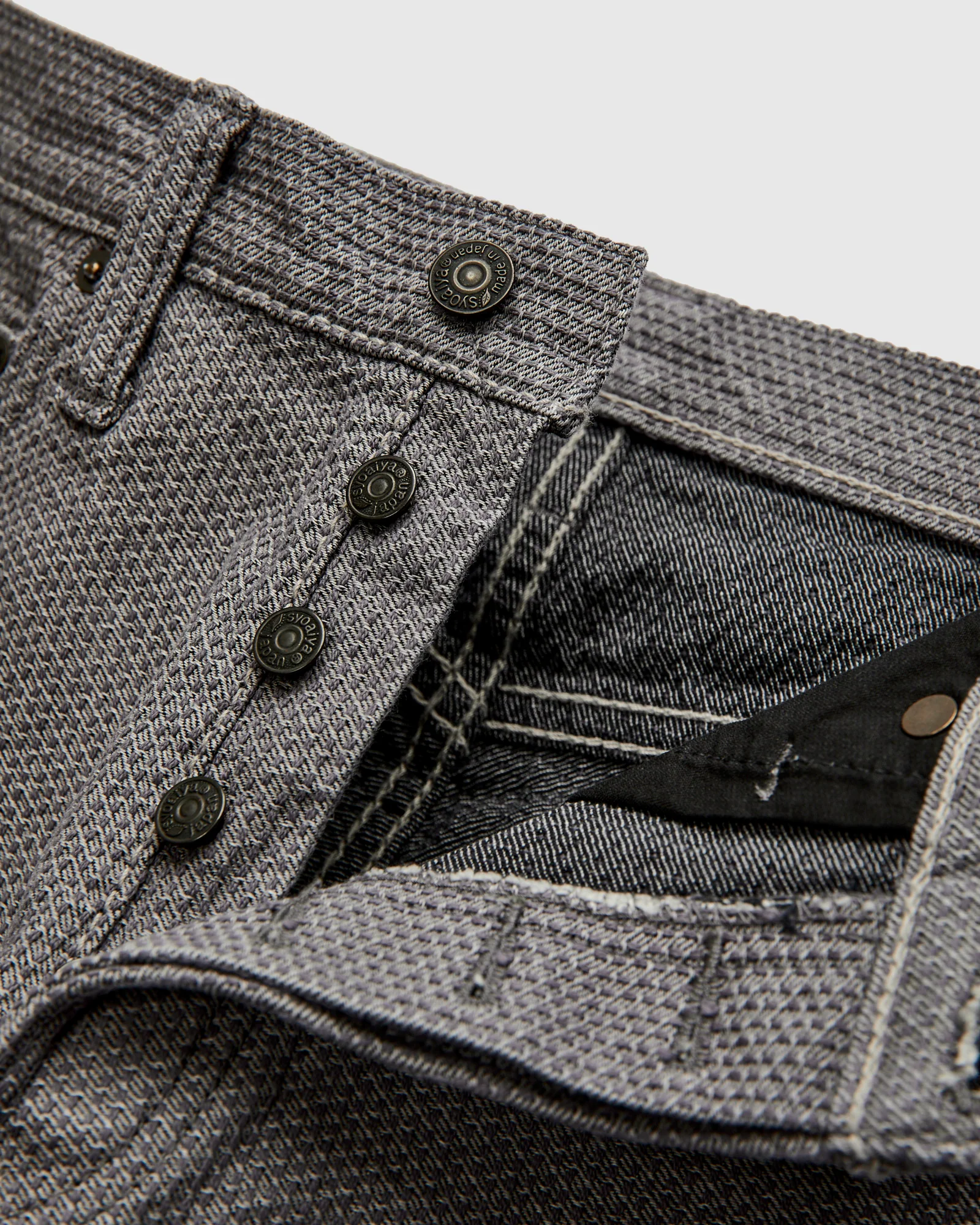 1178-GRY Gray x Black Sashiko Denim - Regular Straight Fit - Image 7