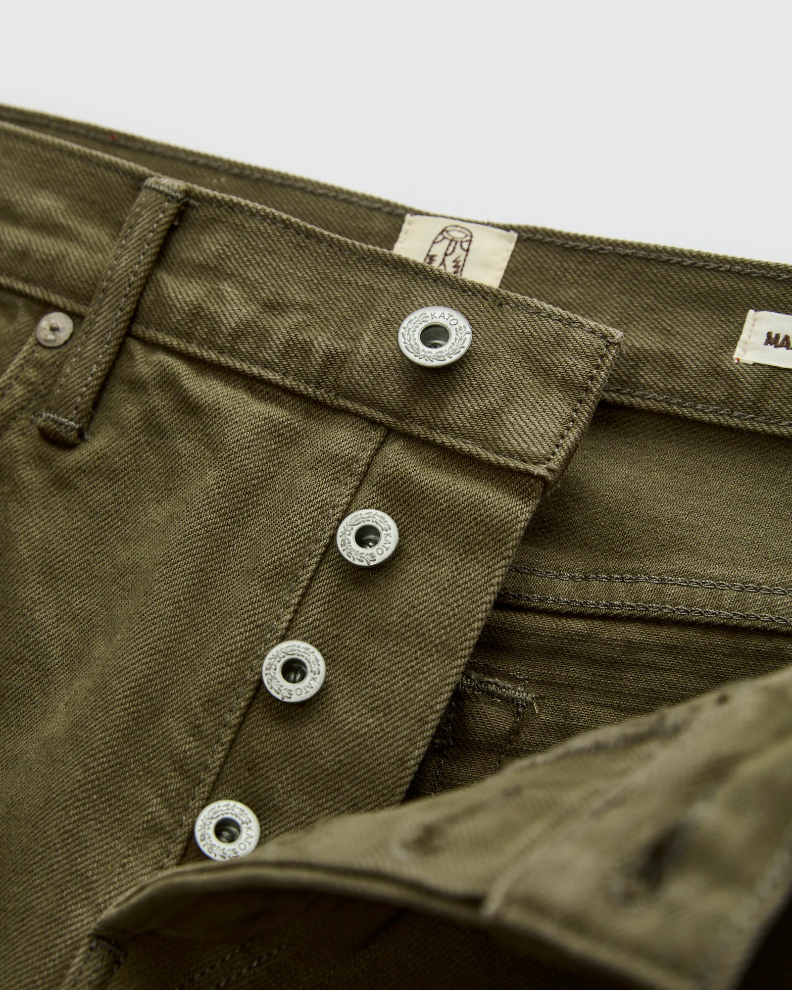 12.5oz "Military Green" Natural Slub Selvedge Denim - Barrel Wide Straight - Image 6