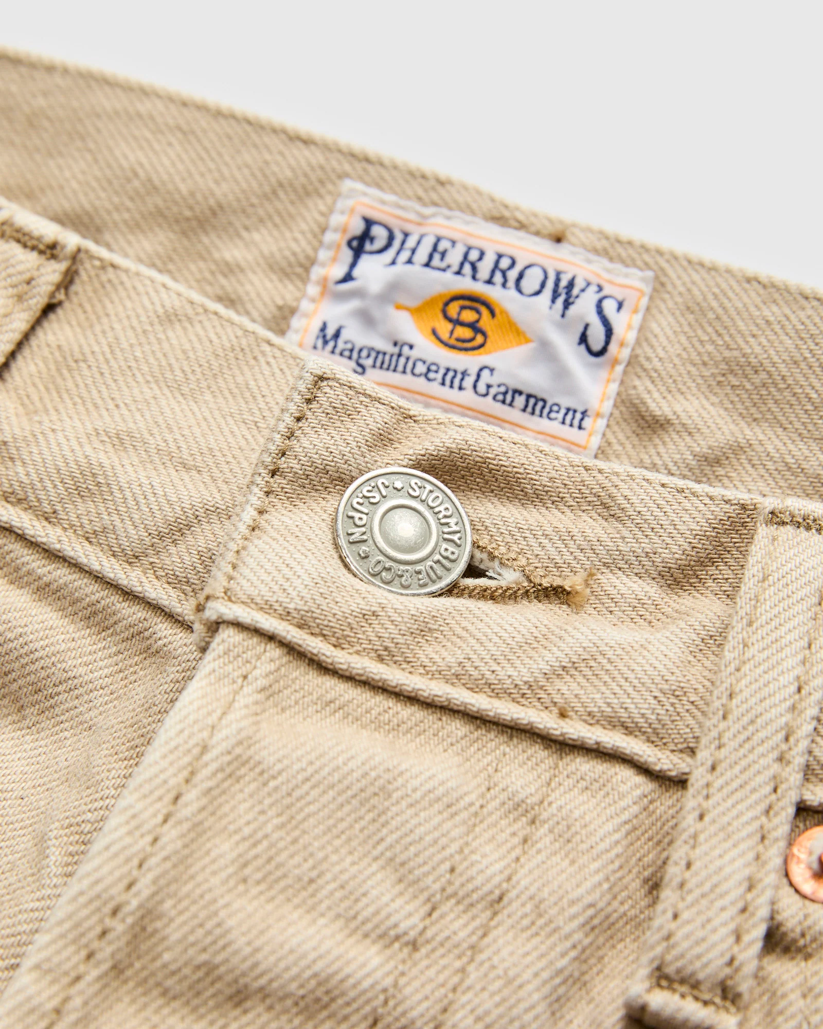 13.5oz Beige Garment Dyed Denim - 50s Straight Fit - Image 5