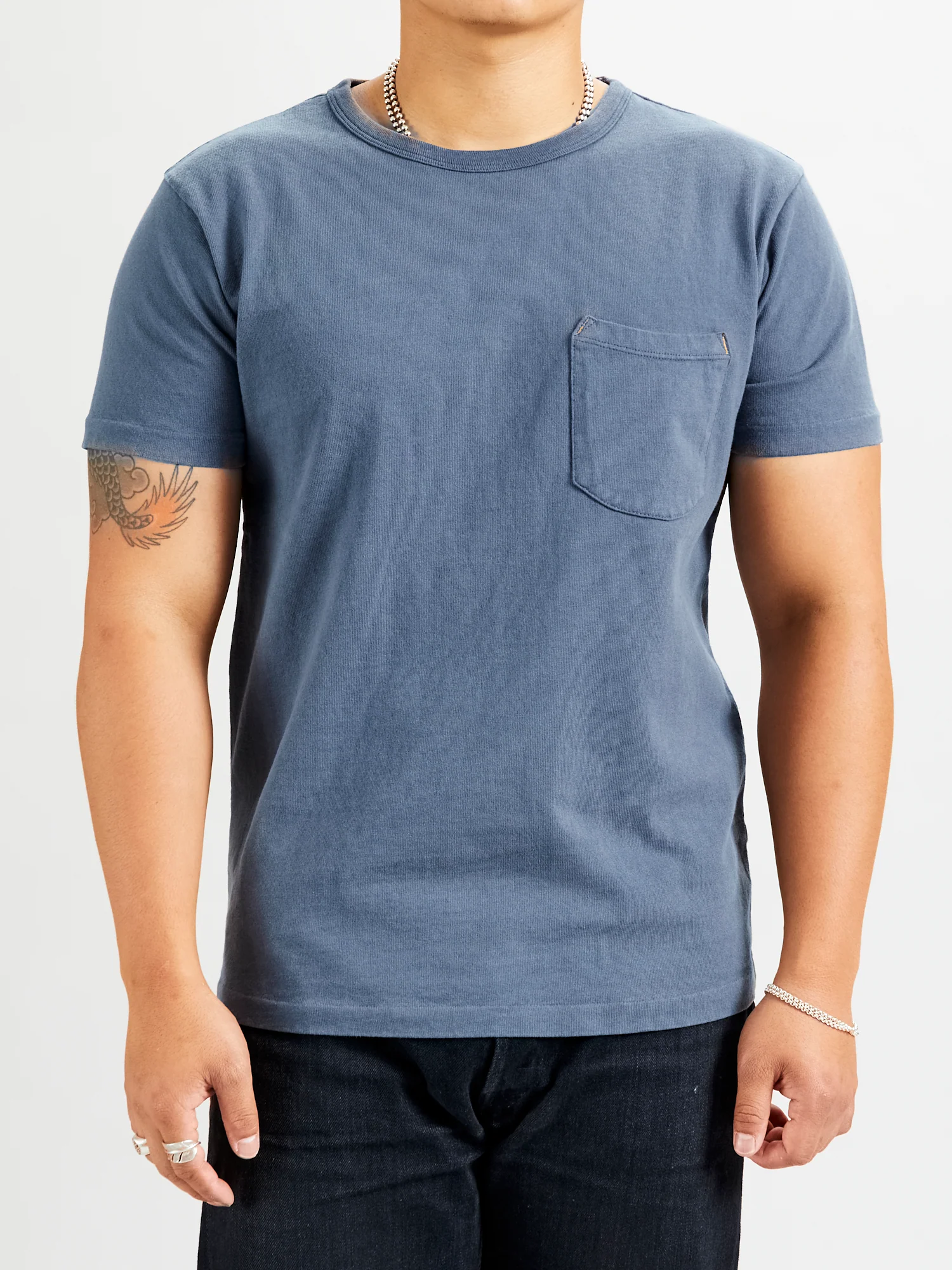 13oz Pocket T-Shirt in Faded Blue - Image 2