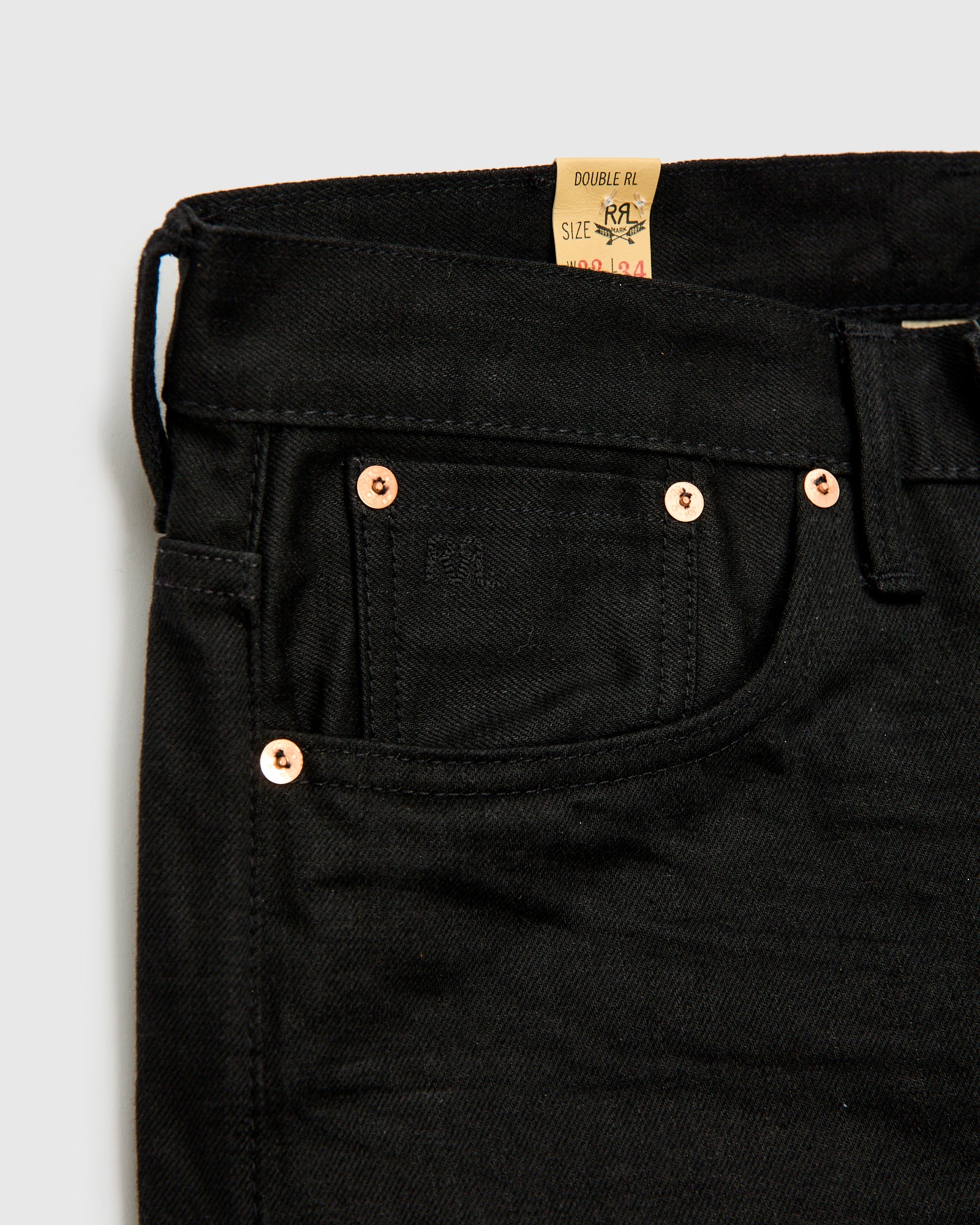 15oz Rinsed Black Selvedge Denim - Vintage 5-Pocket Full Straight Fit - Image 8
