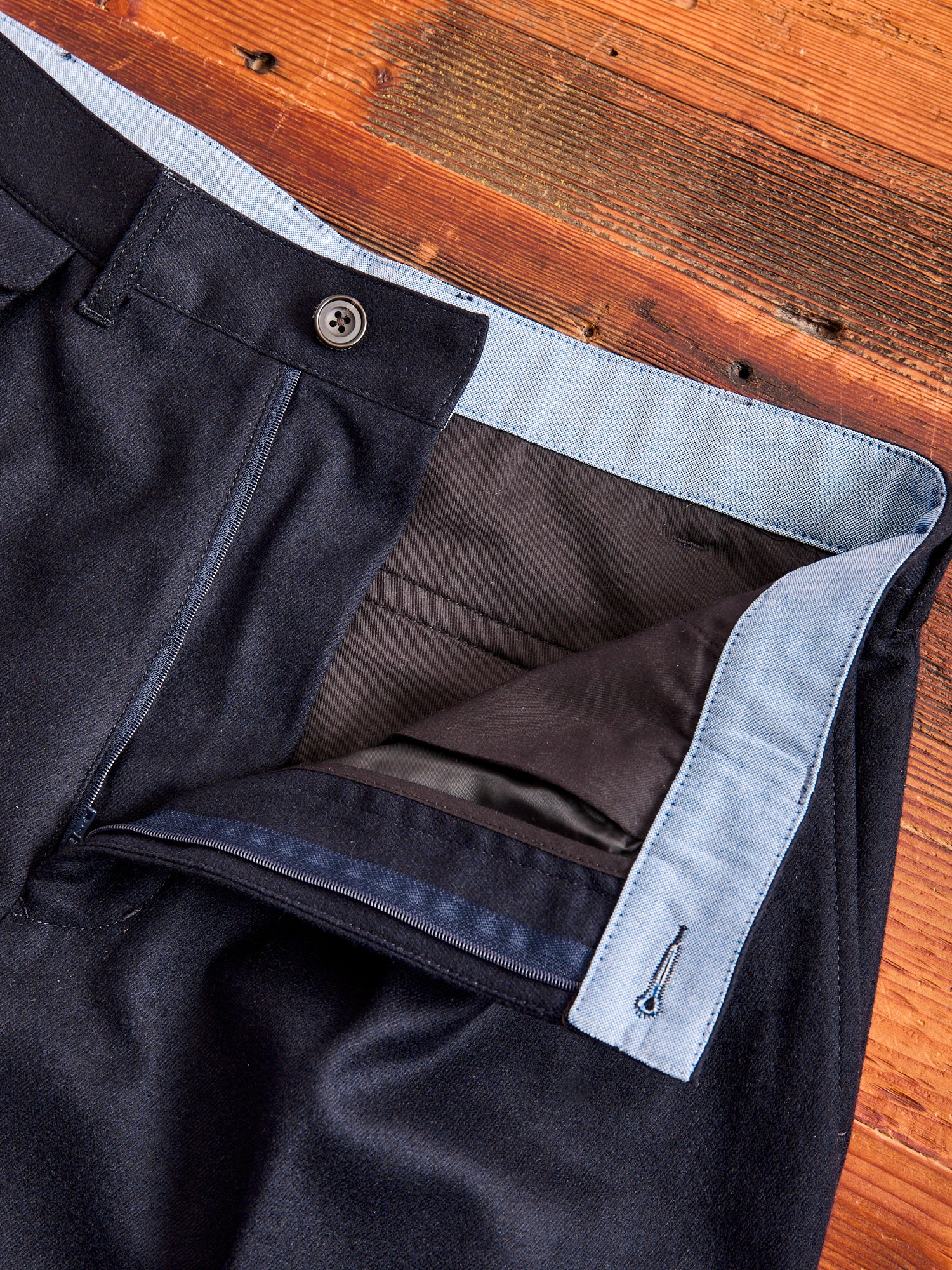 2-Pleat Flannel Trousers in Navy - Image 7