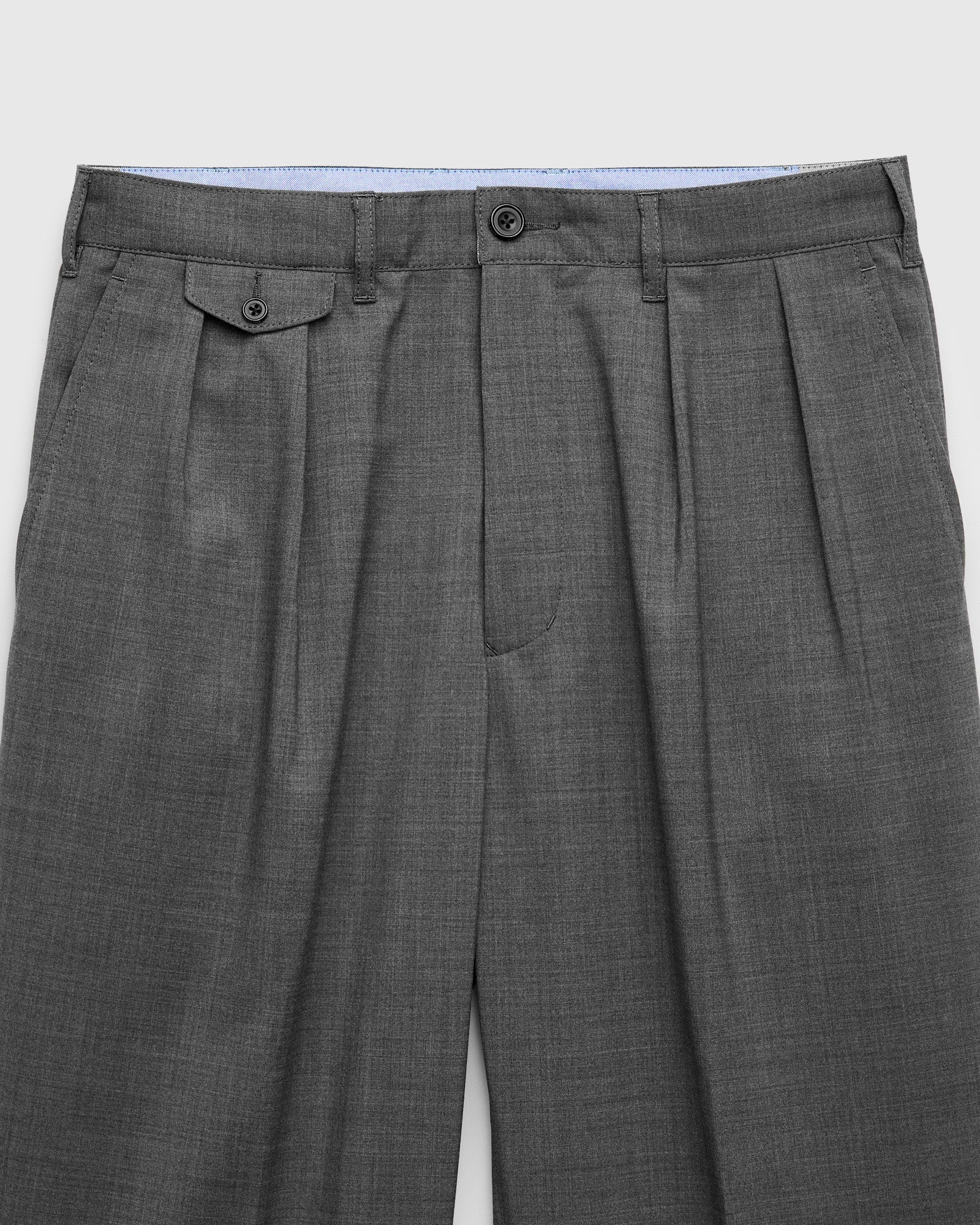 2-Pleat Tropical Wool Trousers in Grey - Image 3