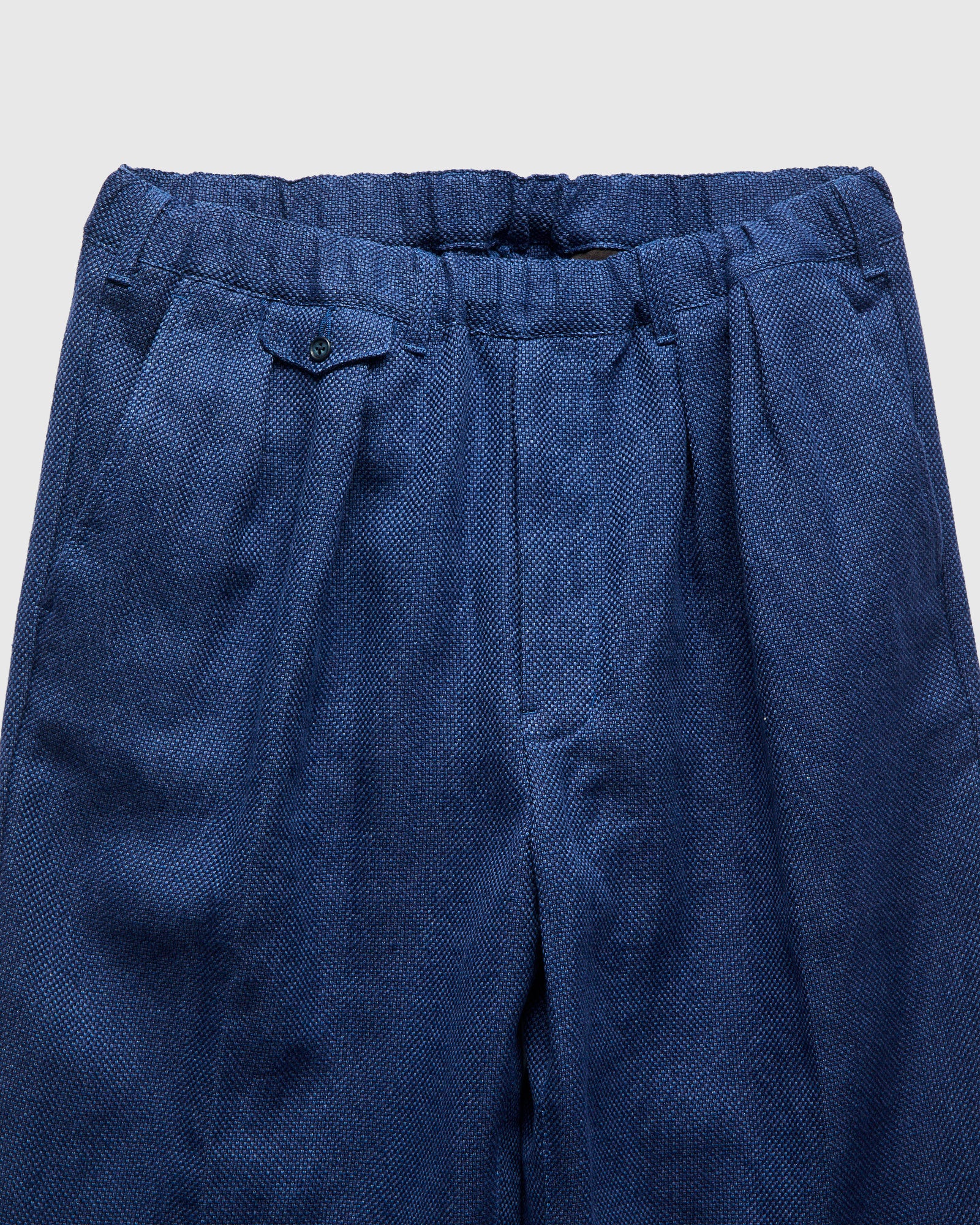 2-Pleats Cotton Linen Relax Trousers in Navy - Image 5