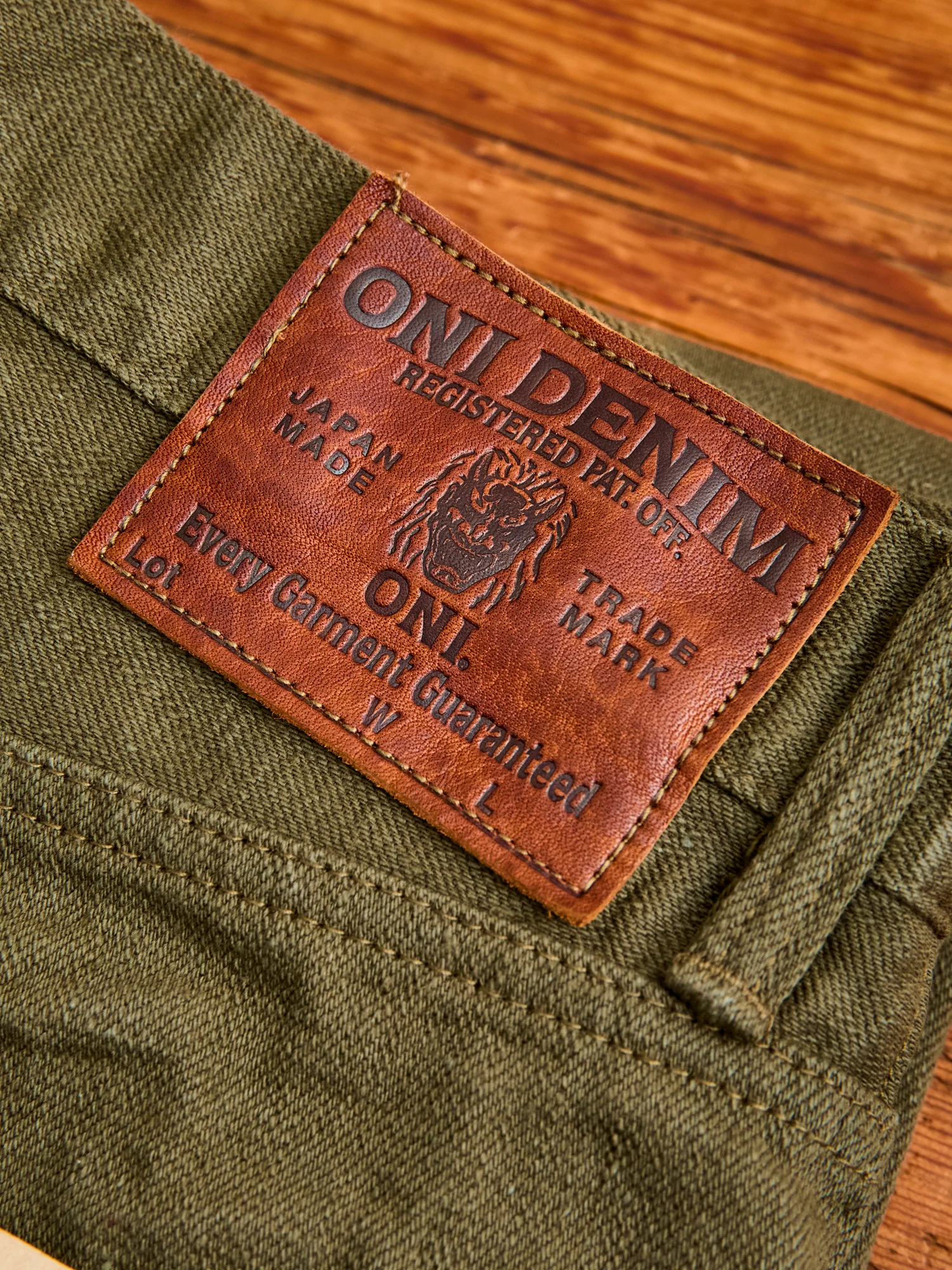 246-OLOL "Low Tension Olive" 12oz Selvedge Denim - Clean Straight Fit - Image 11