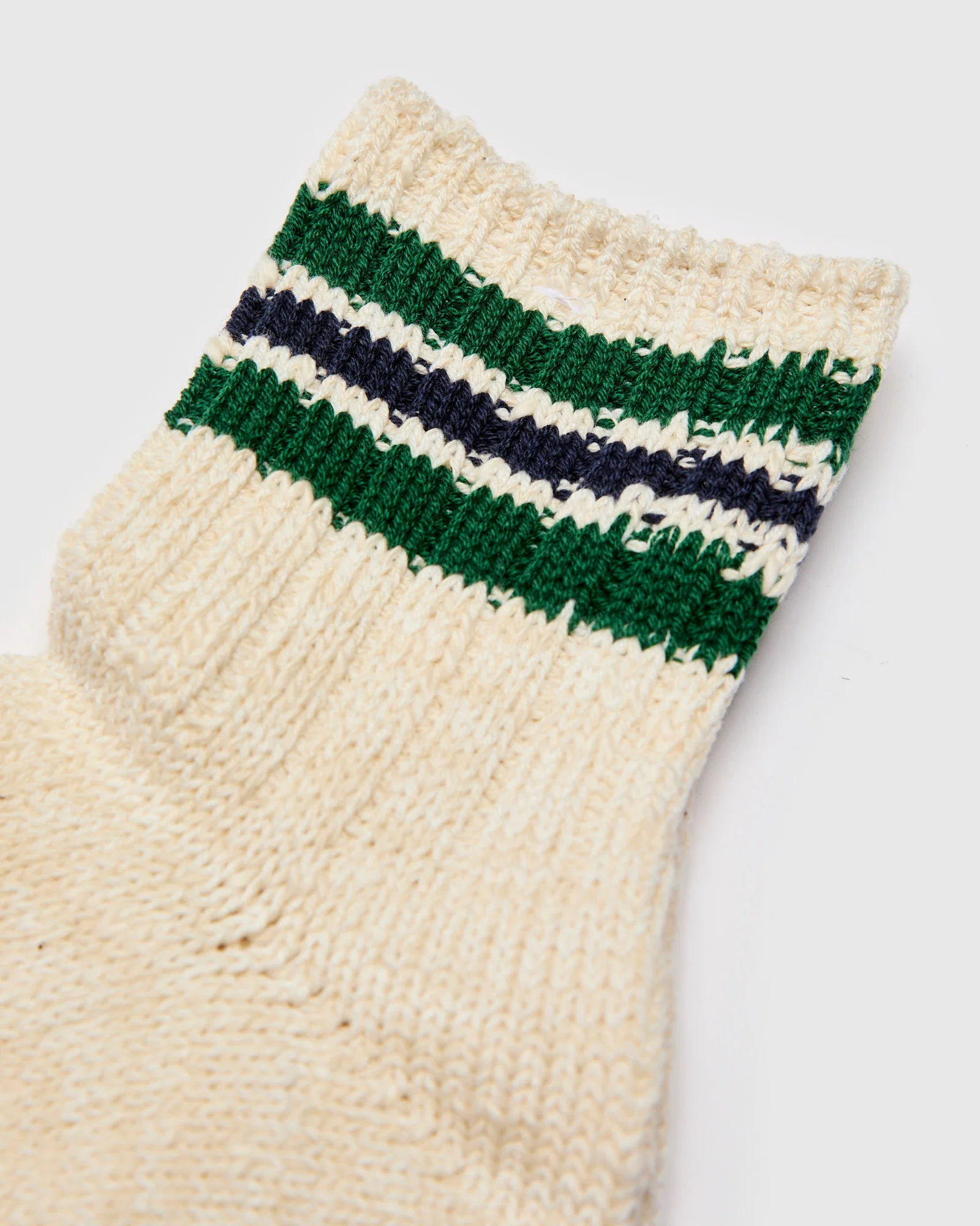 3 Line Quarter Length Sock in Green Navy - Image 3