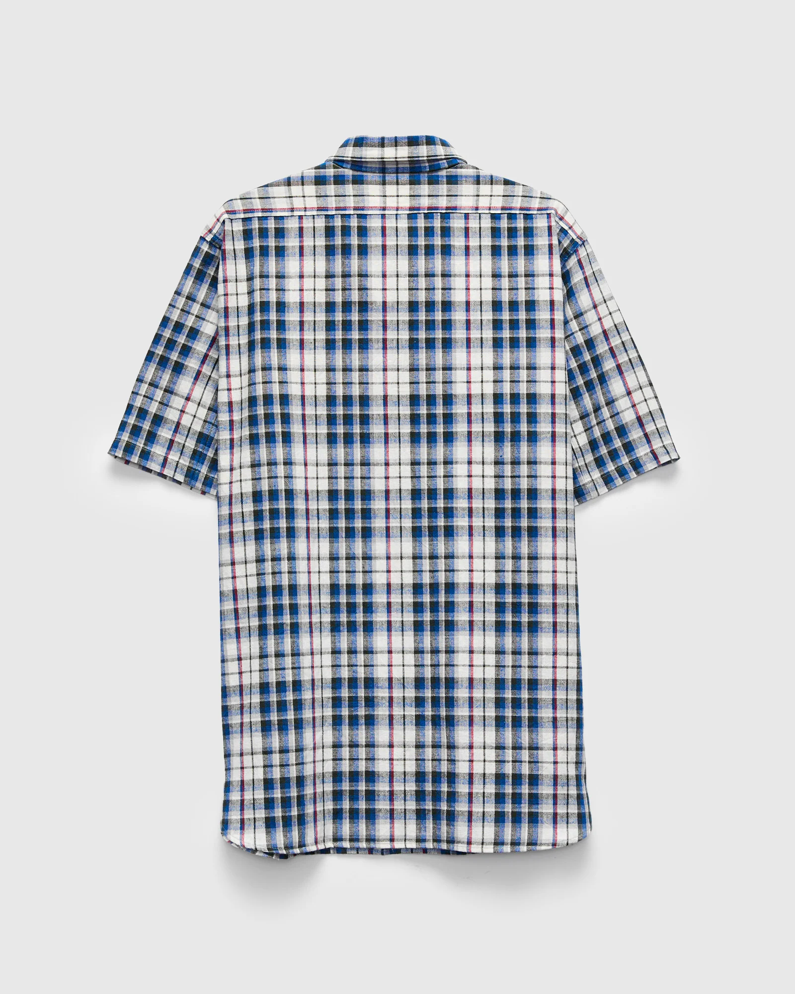 3056 Short Sleeve Check Work Shirt in Blue - Image 3