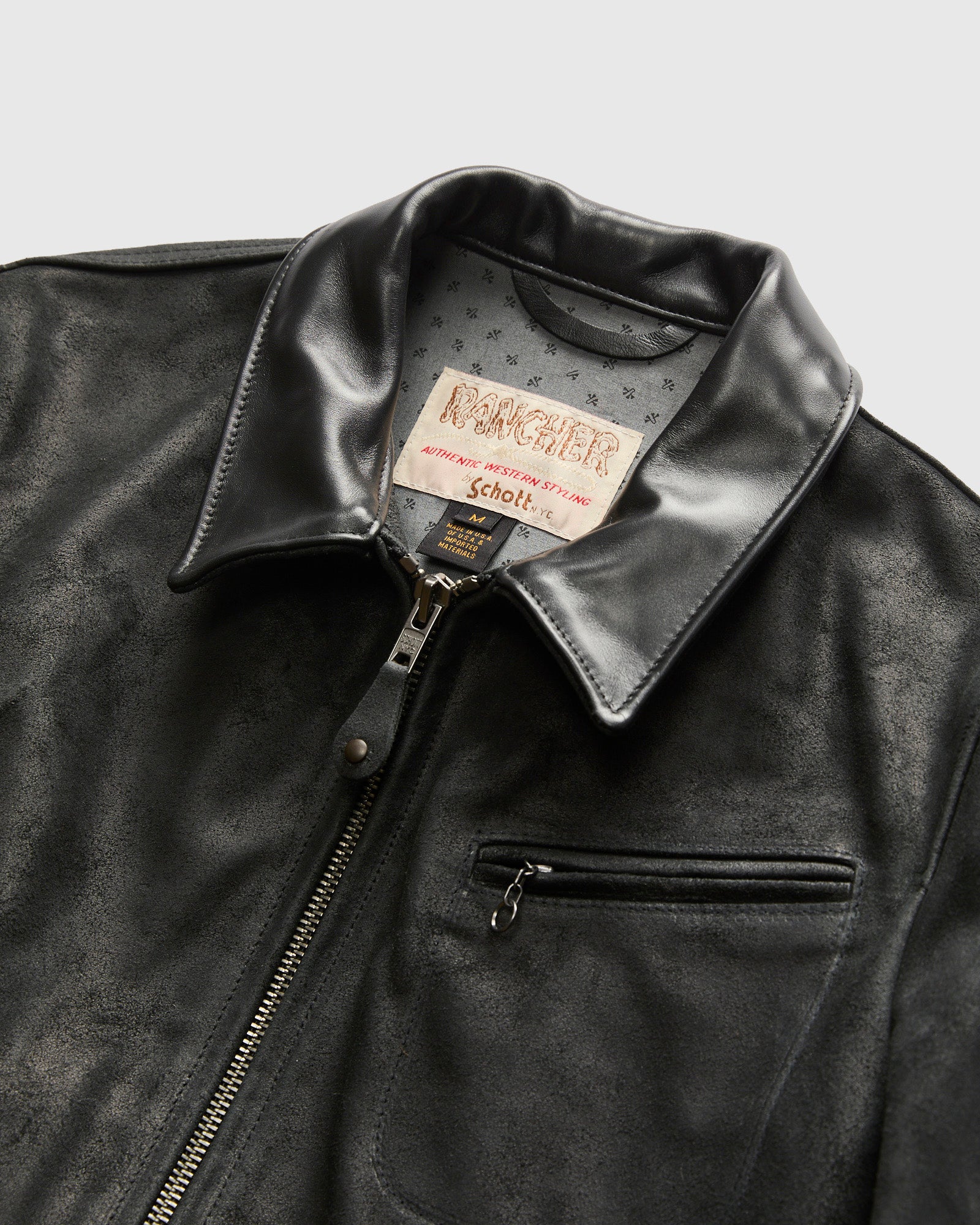 371 Sueded Cowhide Delivery Jacket in Black - Image 4