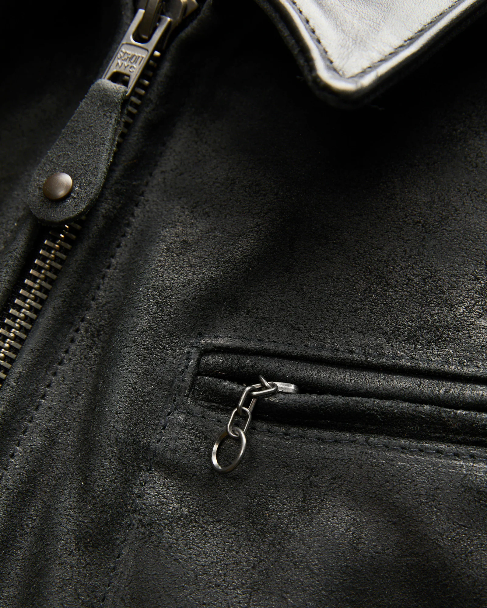 371 Sueded Cowhide Delivery Jacket in Black - Image 6