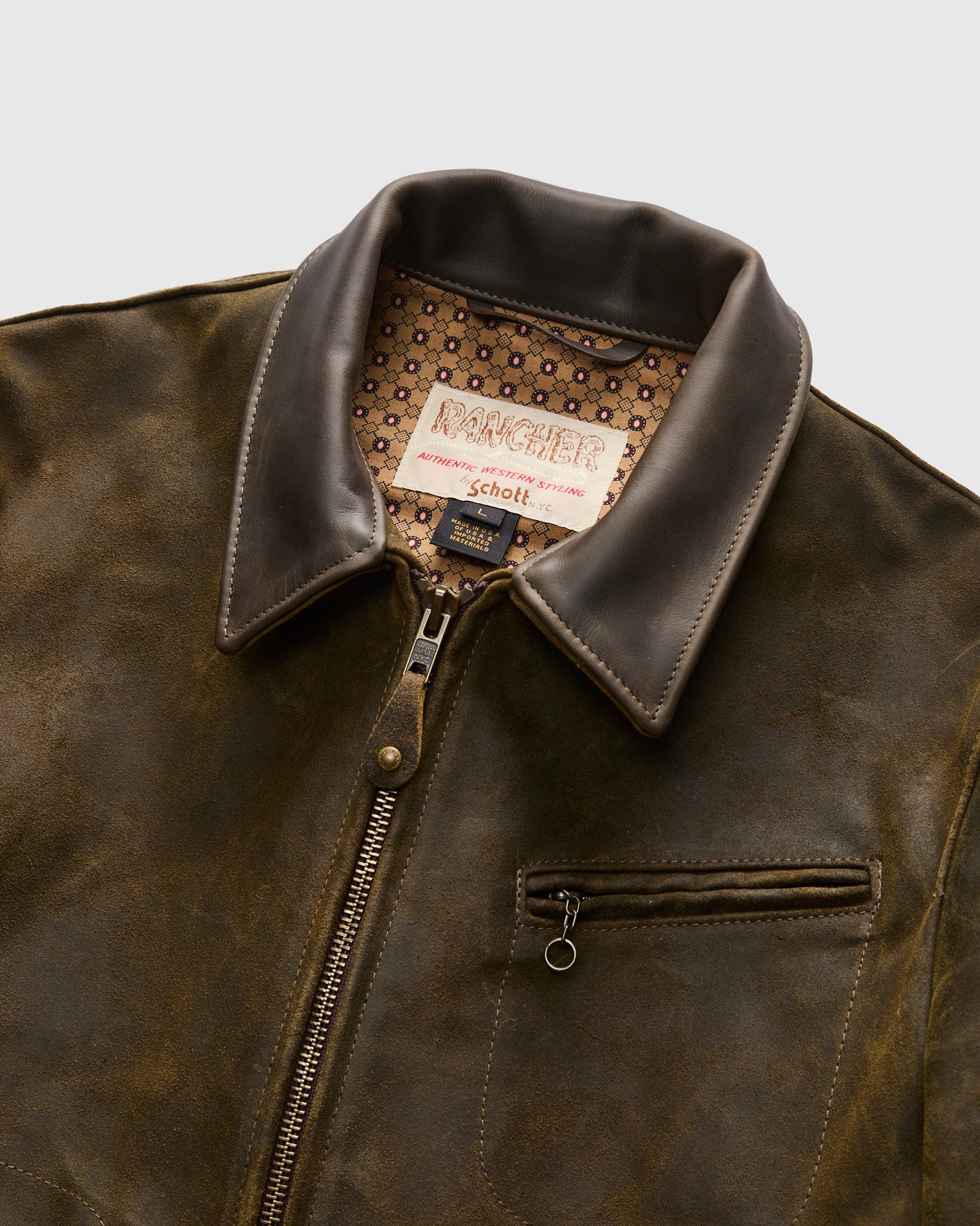 371 Sueded Cowhide Delivery Jacket in Olive - Image 4