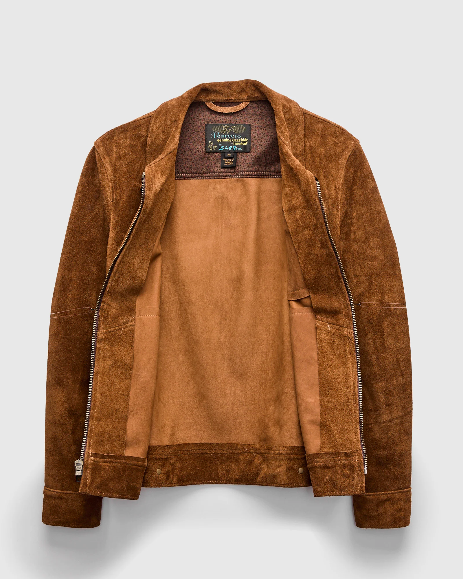 375 Rough Out Cowhide Trucker Jacket in Saddle - Image 4