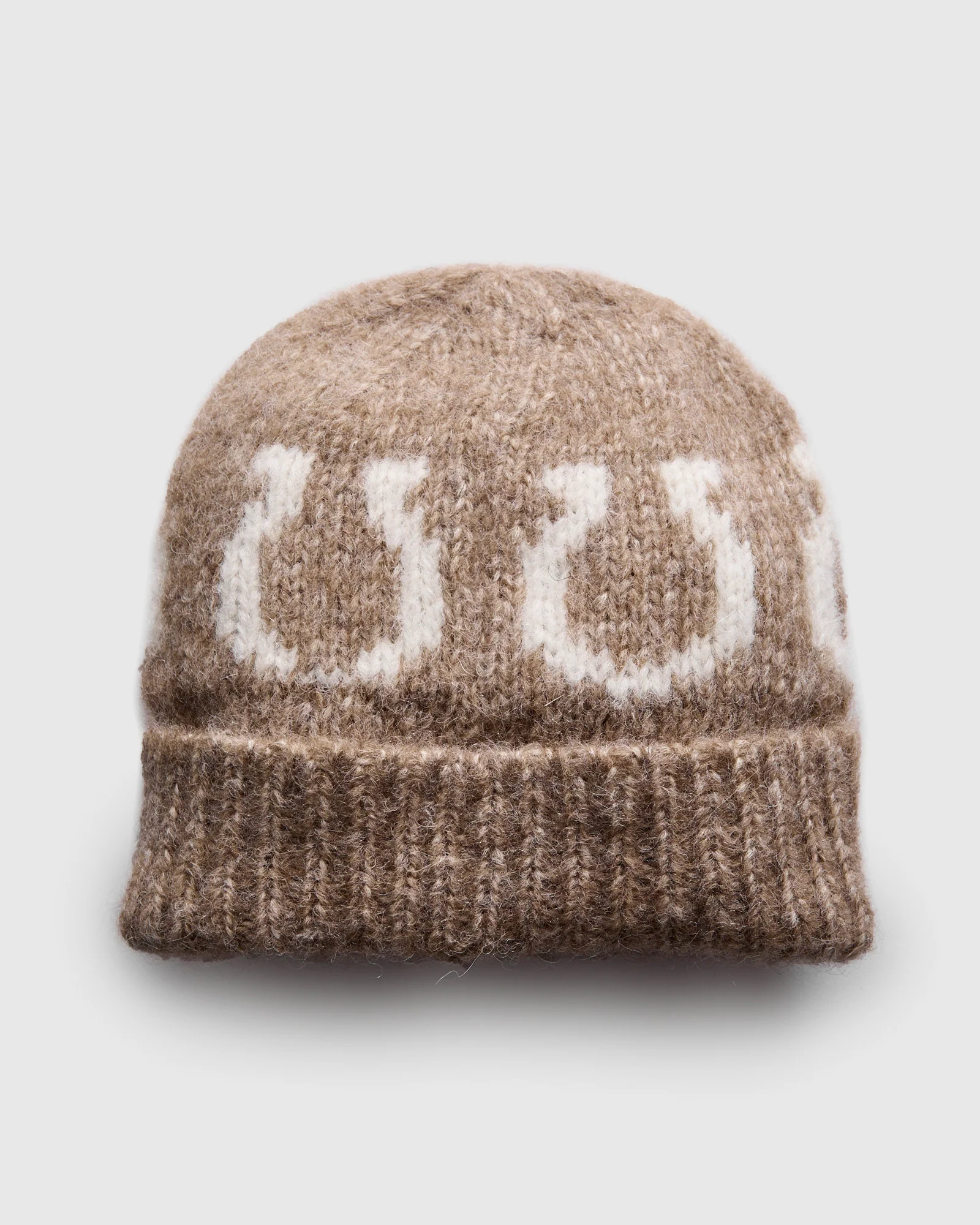 Alpaca Horseshoe Beanie in Dark Brown - Image 3