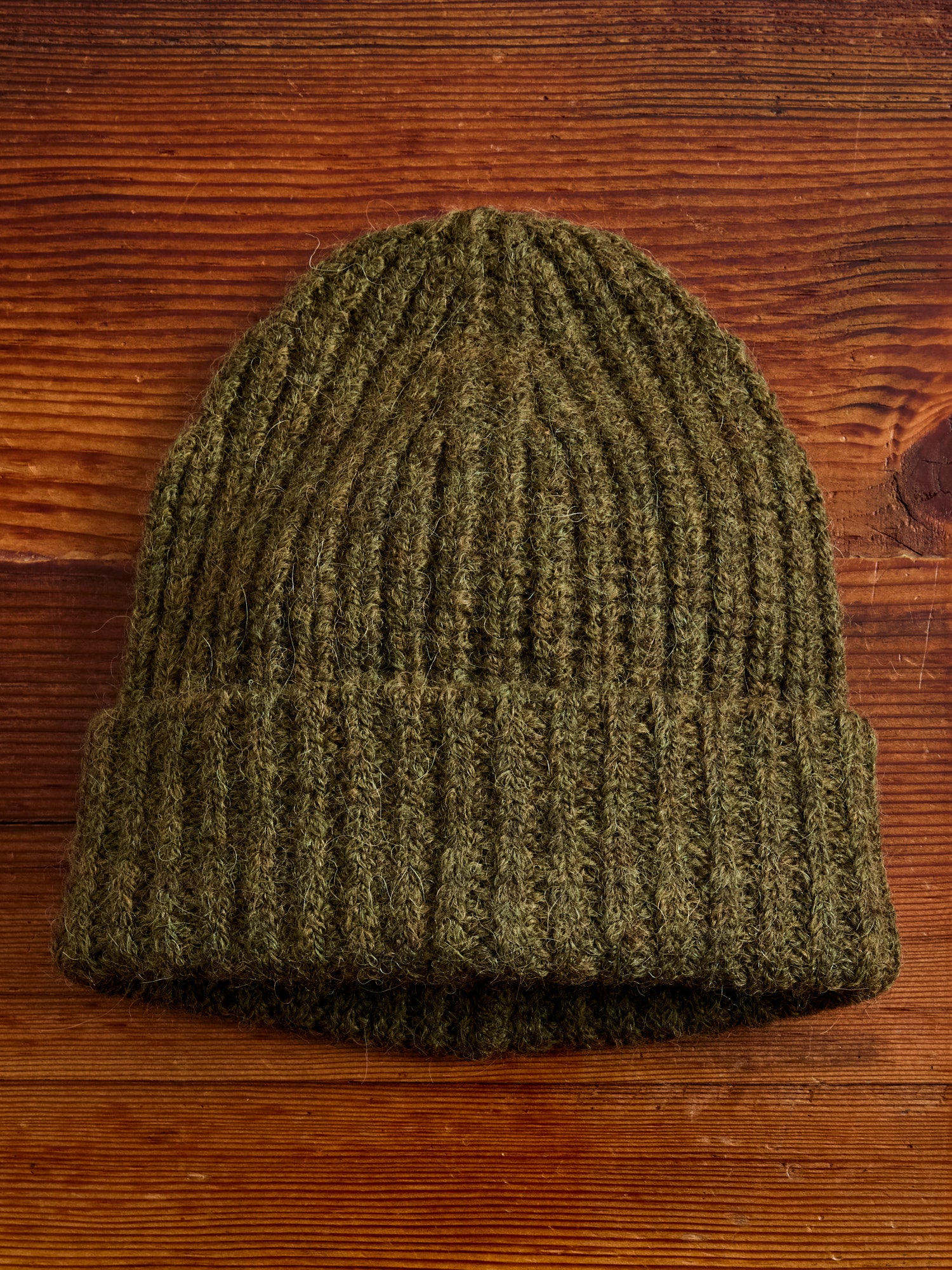 Alpaca Ribbed Watch Cap in Forest