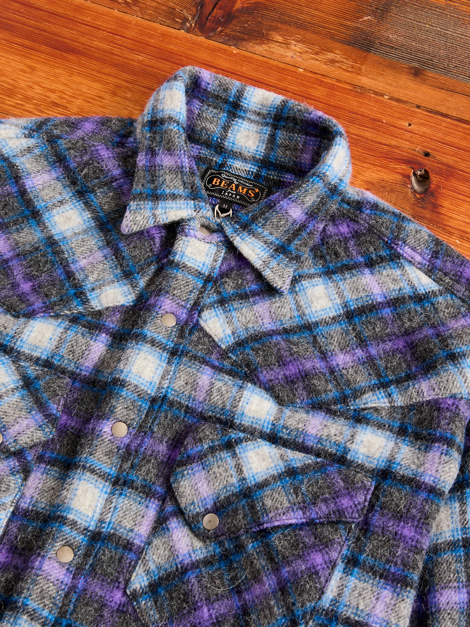 Alpaca Shaggy Western Button-Down Shirt in Purple - Image 4