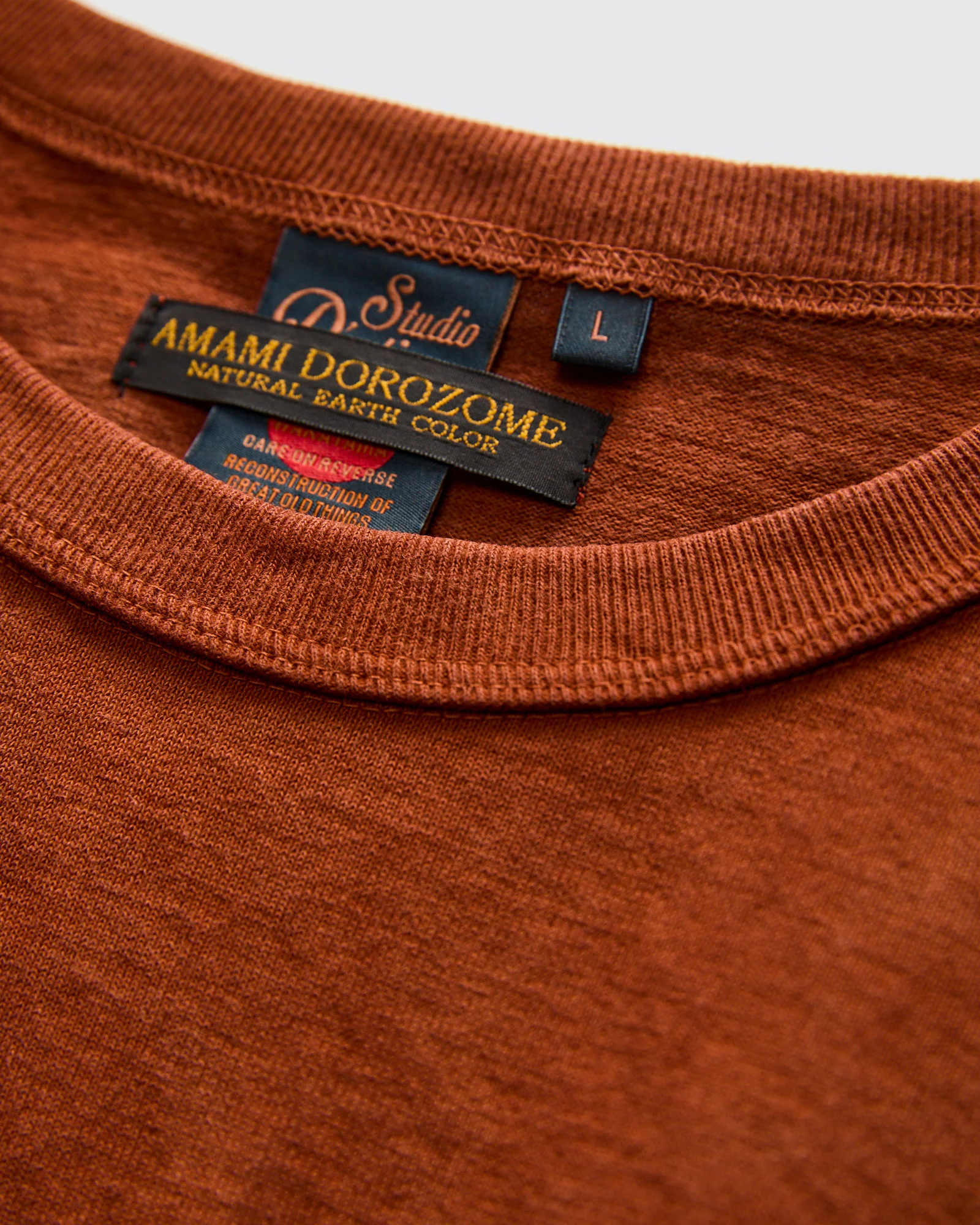 "Amami Mud-Dyed" Loopwheel T-Shirt in Brown - Image 6