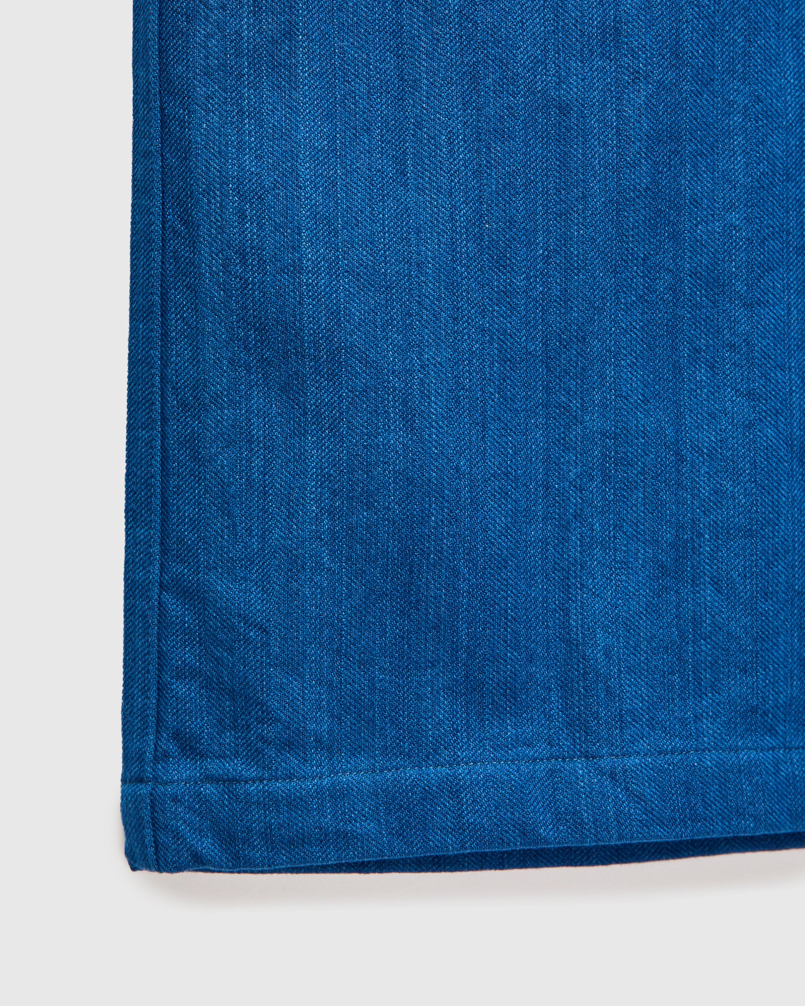"Asagi" Herringbone Short Sleeve Shirt in Natural Indigo - Image 6