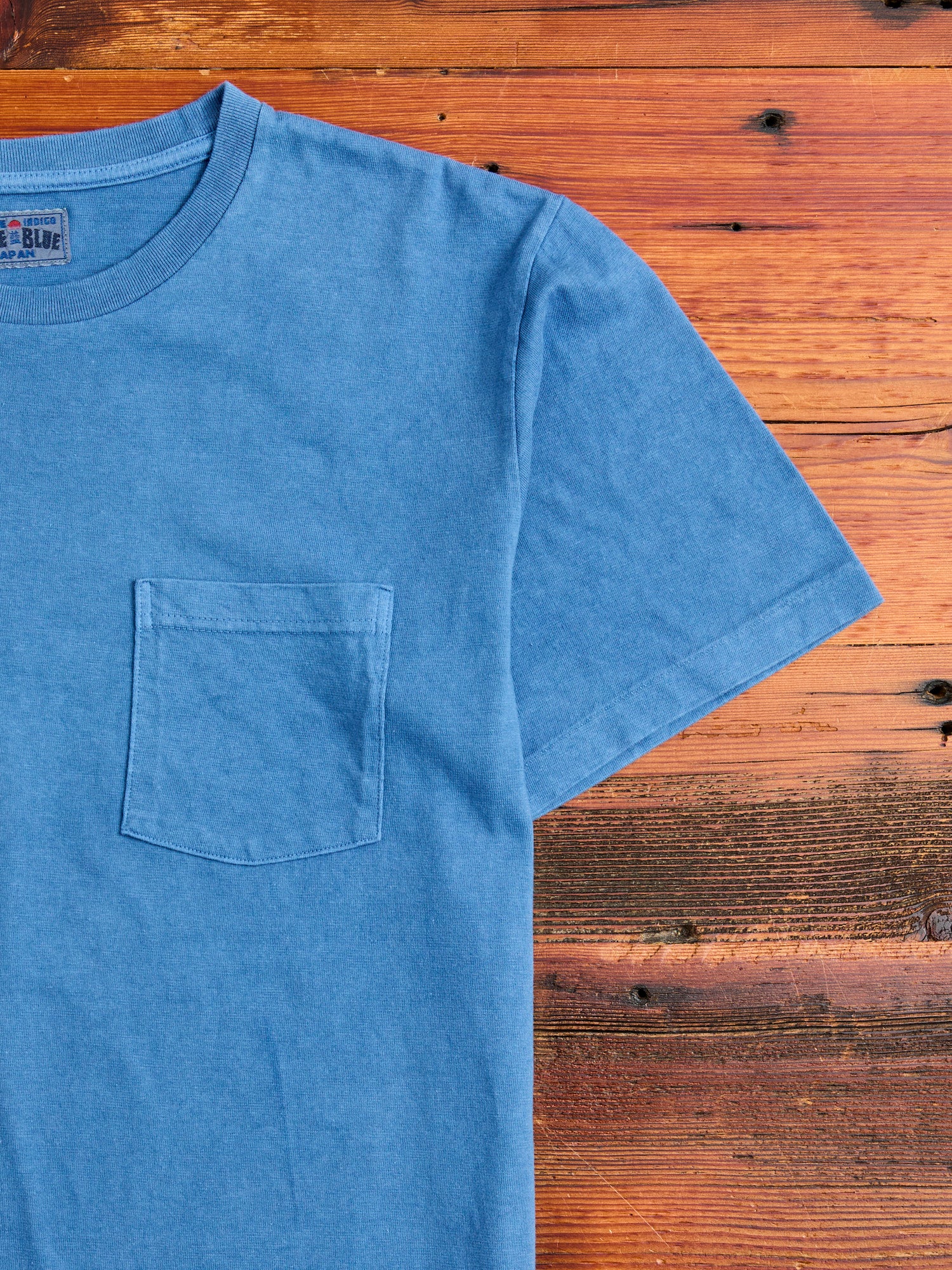 "Bamboo and Tiger" Bassen Pocket T-Shirt in Indigo - Image 7