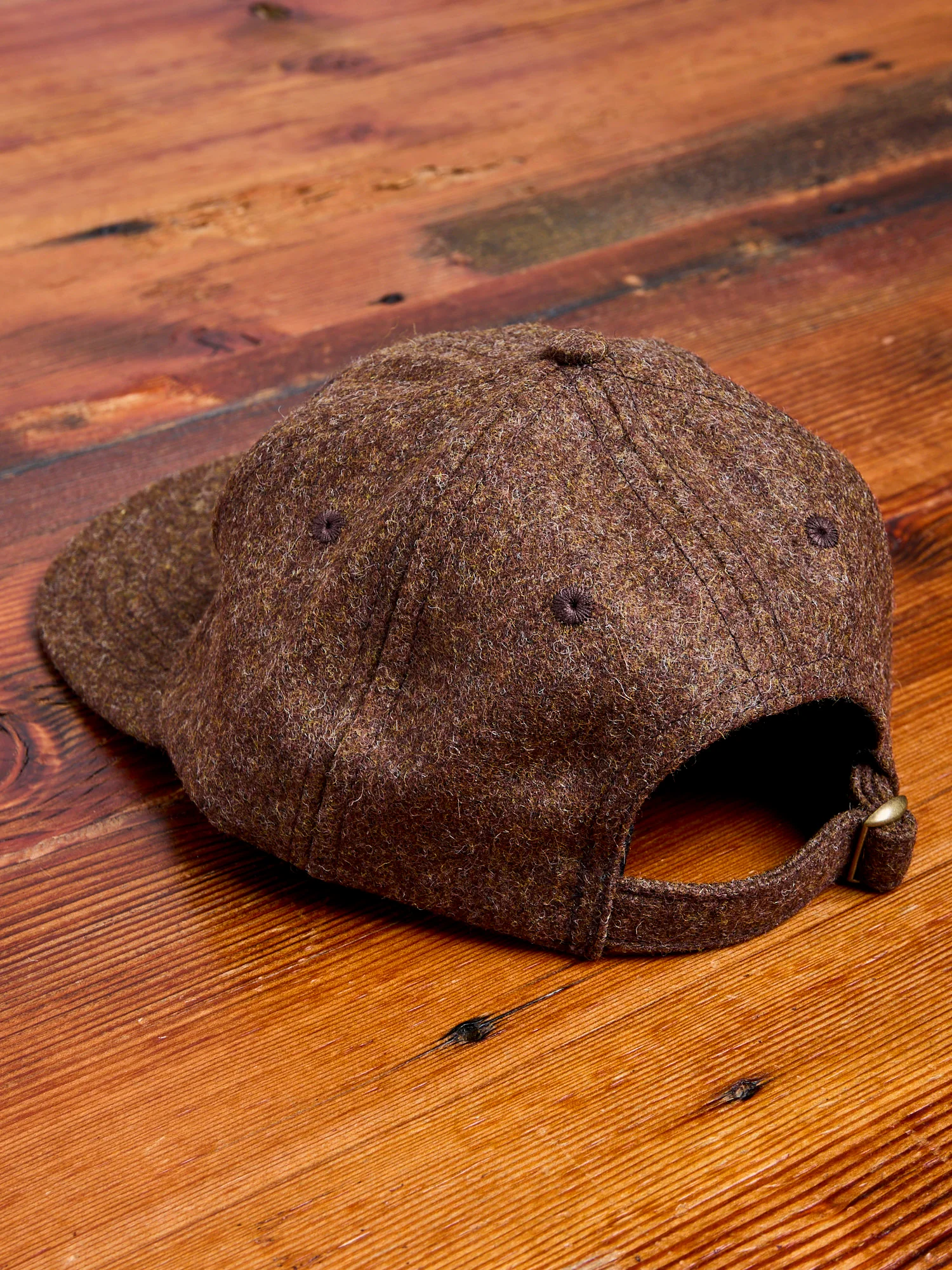 Baseball Hat in Medium Brown Wool - Image 2