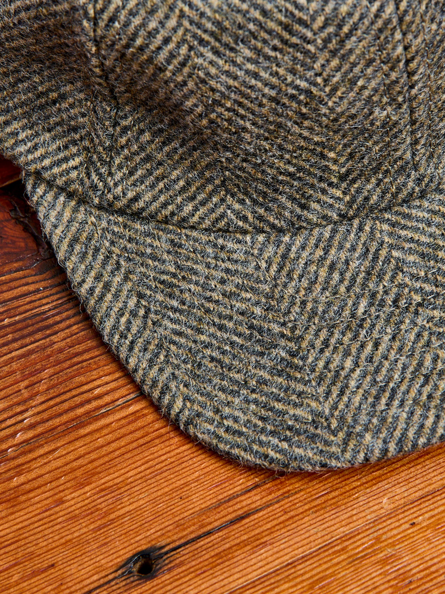 Baseball Hat in Warm Charcoal Herringbone Wool - Image 4