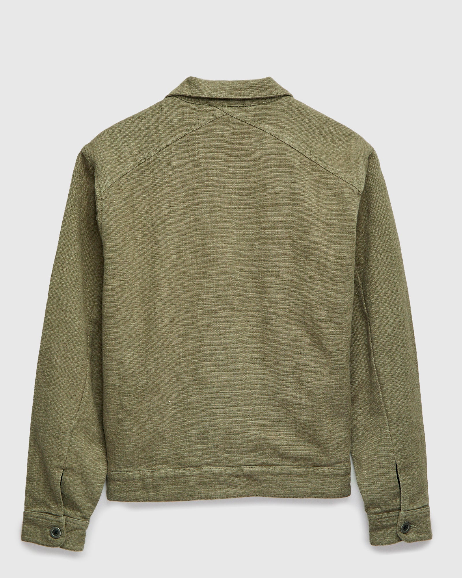 Basketweave Linen Mechanics Jacket in Olive - Image 2