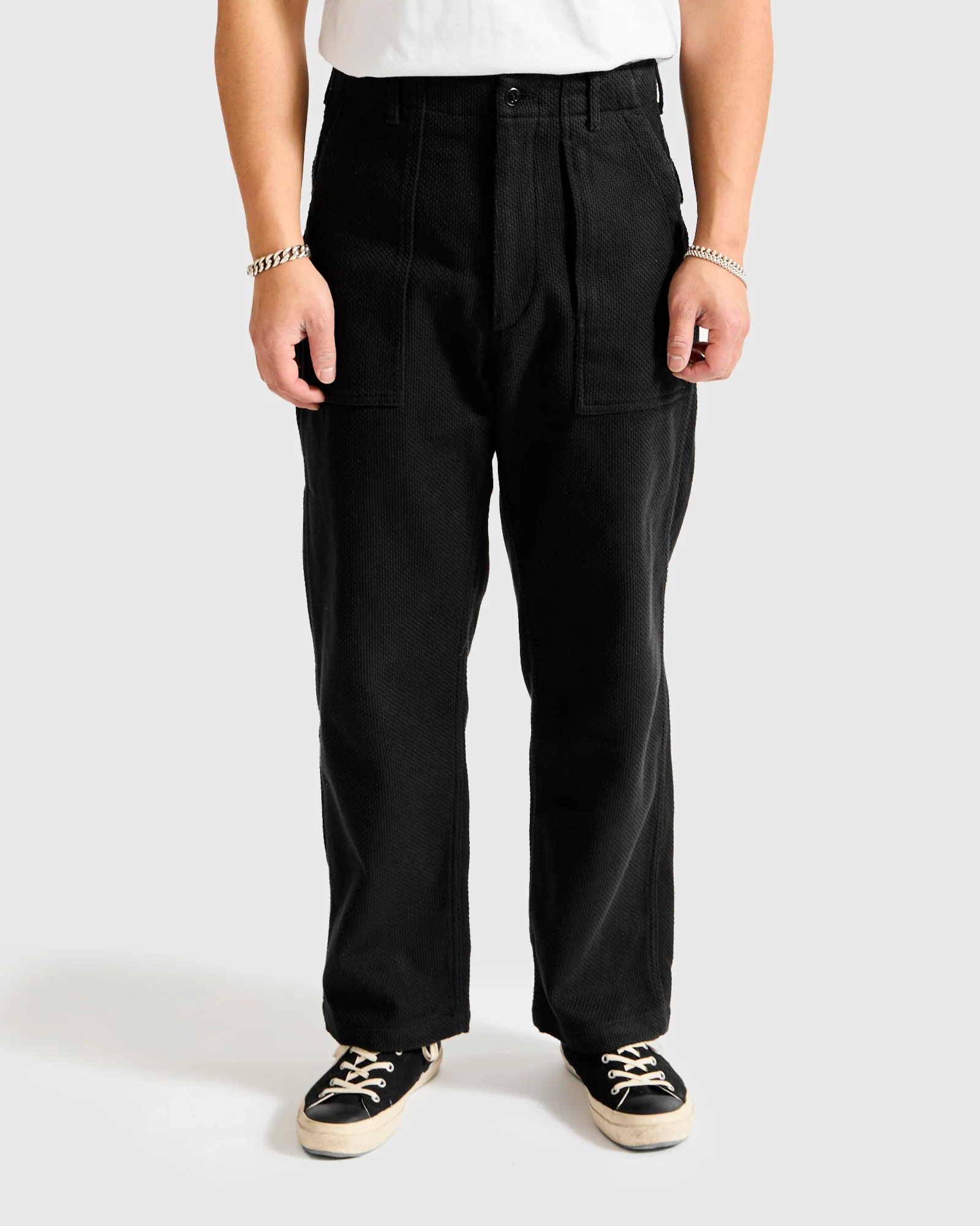 "No-Gi" Fatigue Pants in Black Heavyweight Sashiko - Image 2