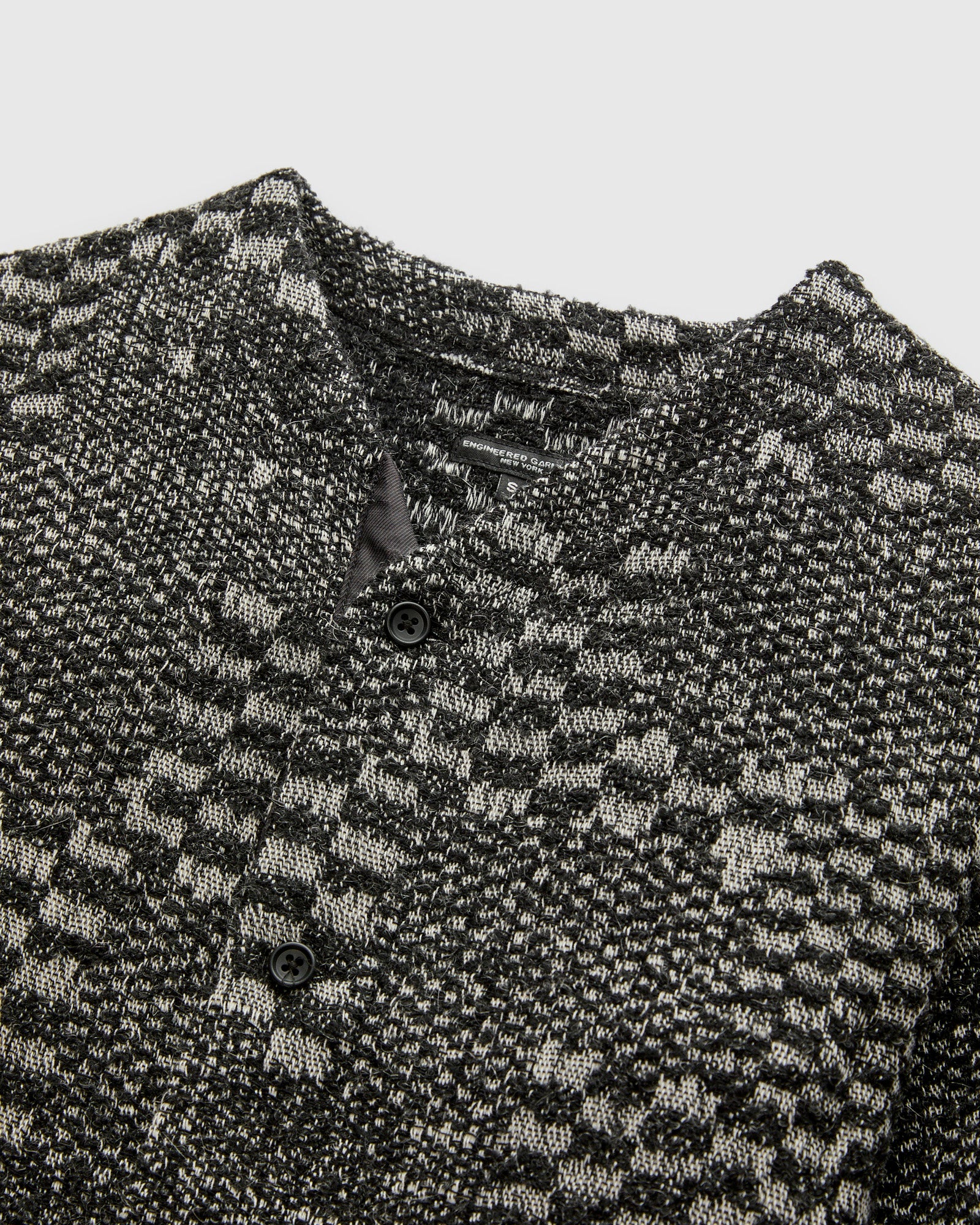 Block Pattern Knit Cardigan Sweater in Black White - Image 3