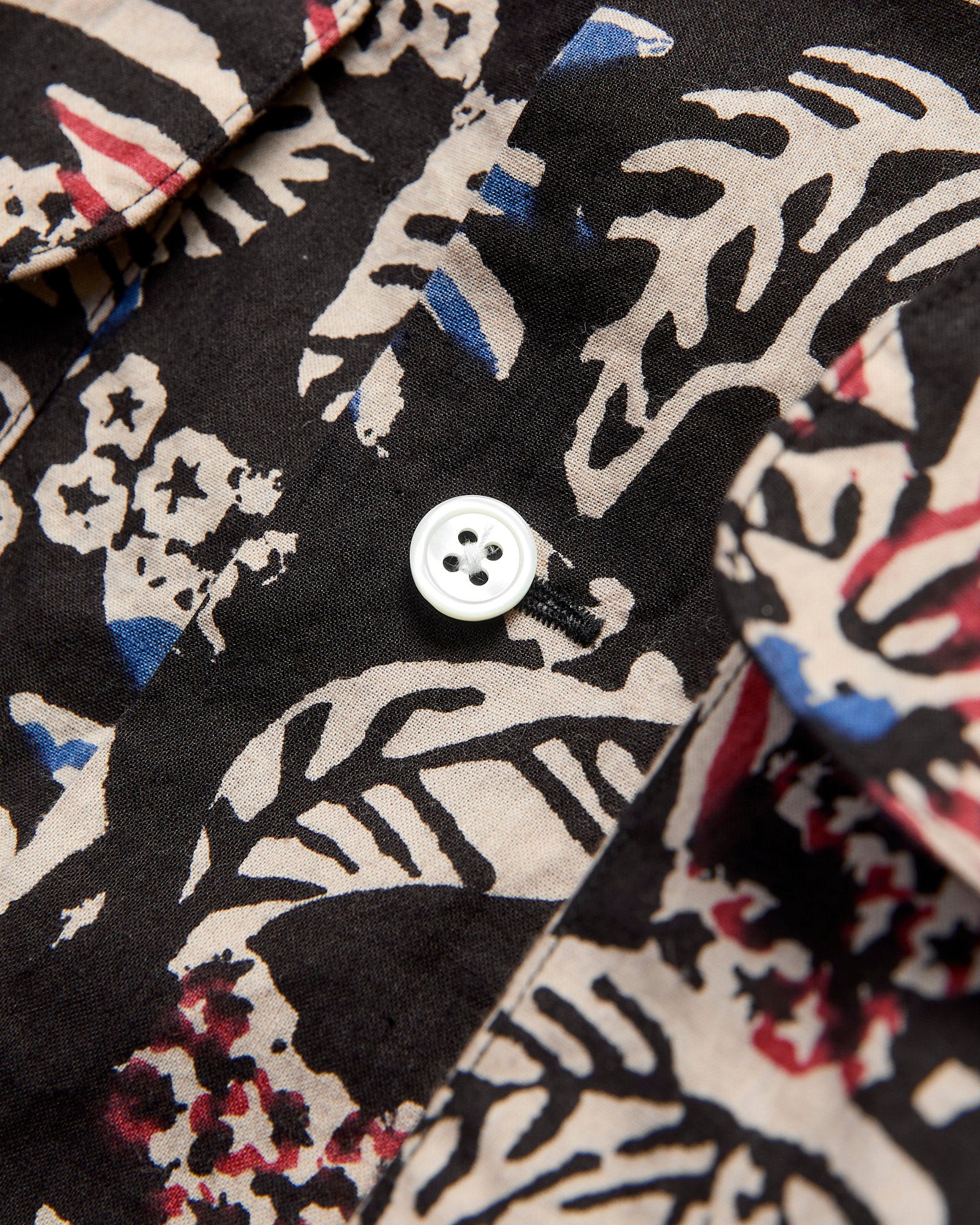 Block Print Open Collar Shirt in Black - Image 6