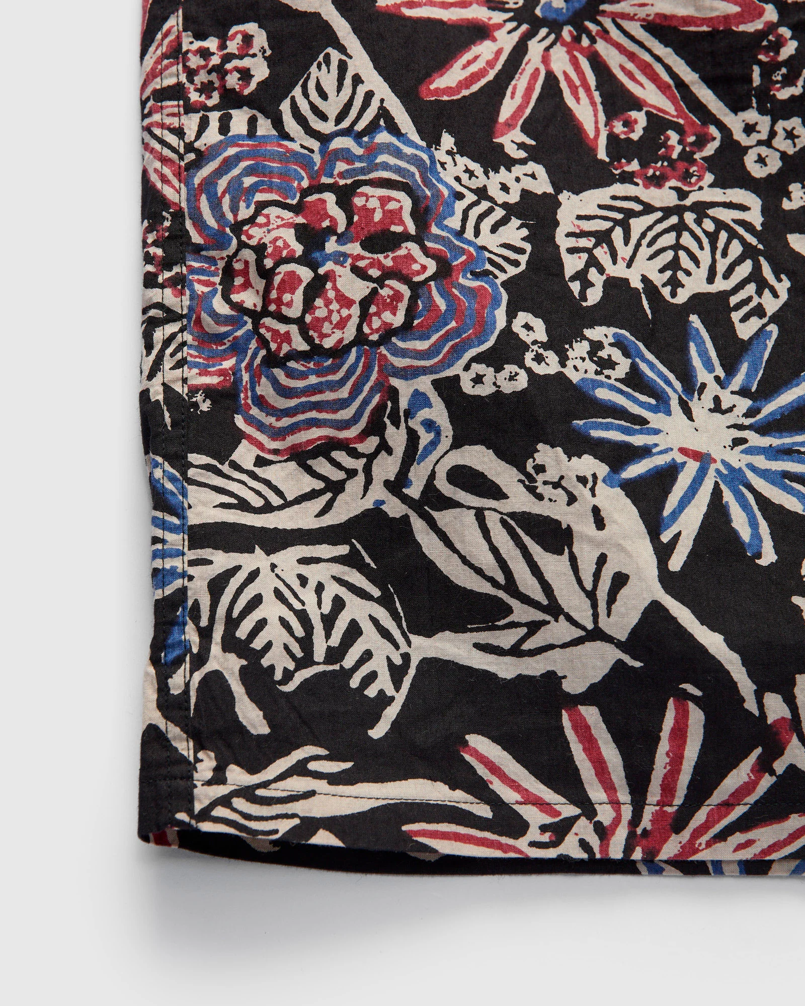 Block Print Open Collar Shirt in Black - Image 7