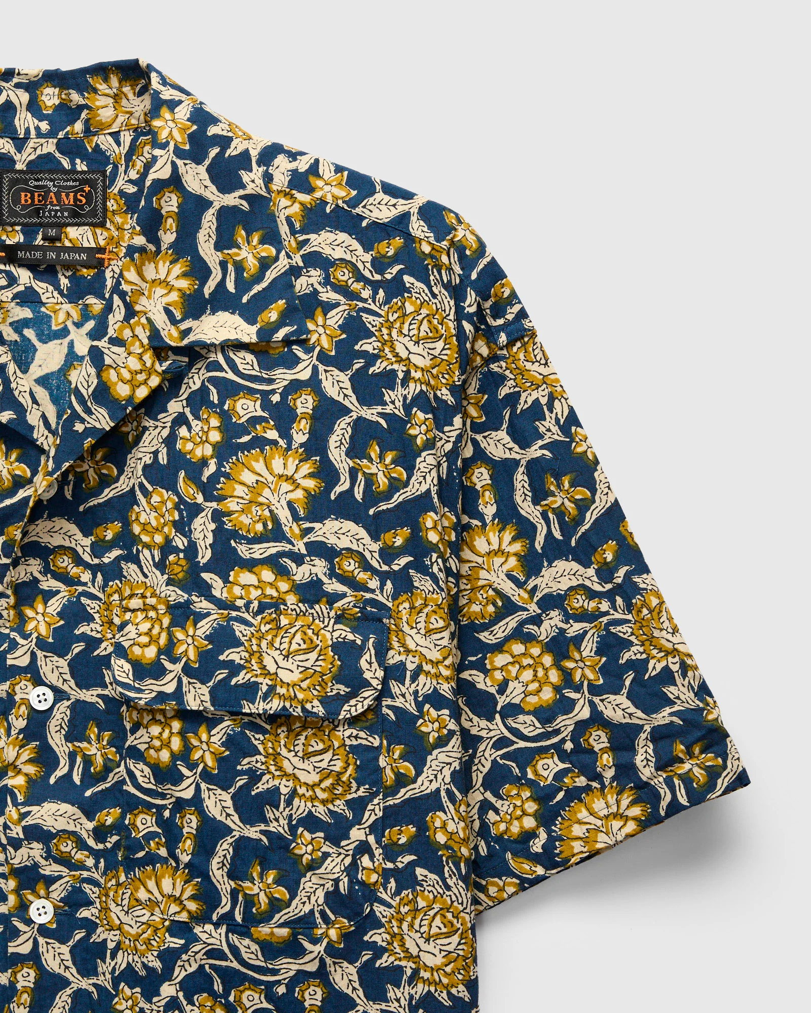 Block Print Open Collar Shirt in Blue - Image 5