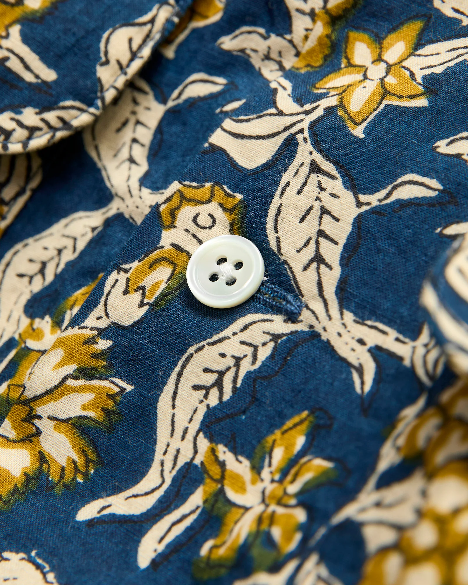 Block Print Open Collar Shirt in Blue - Image 6