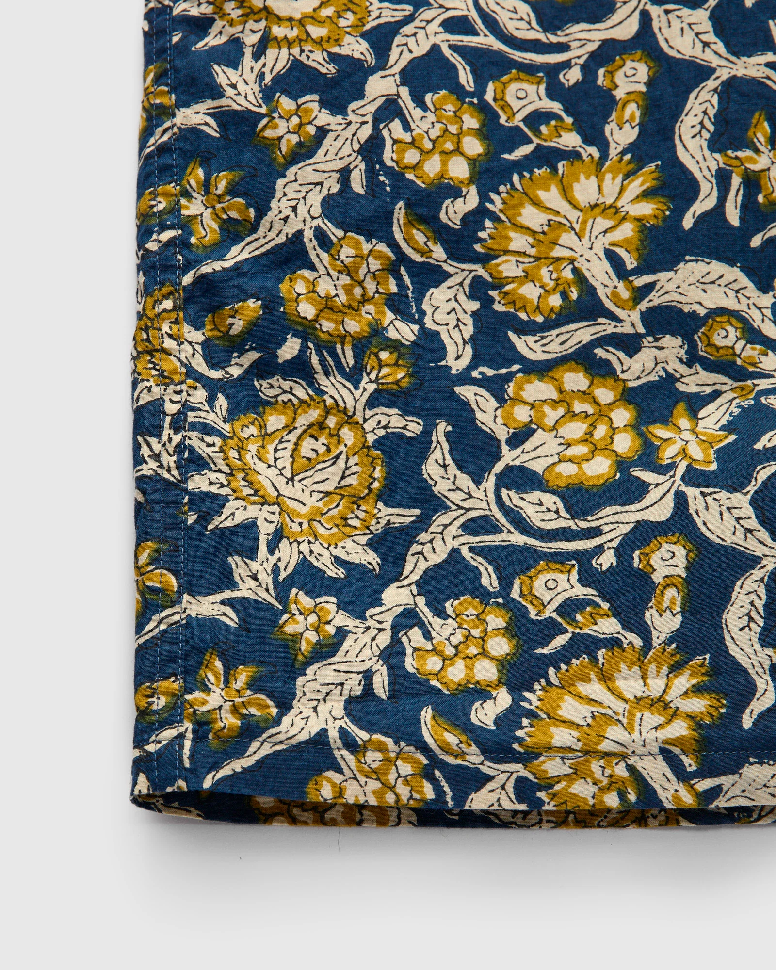 Block Print Open Collar Shirt in Blue - Image 7