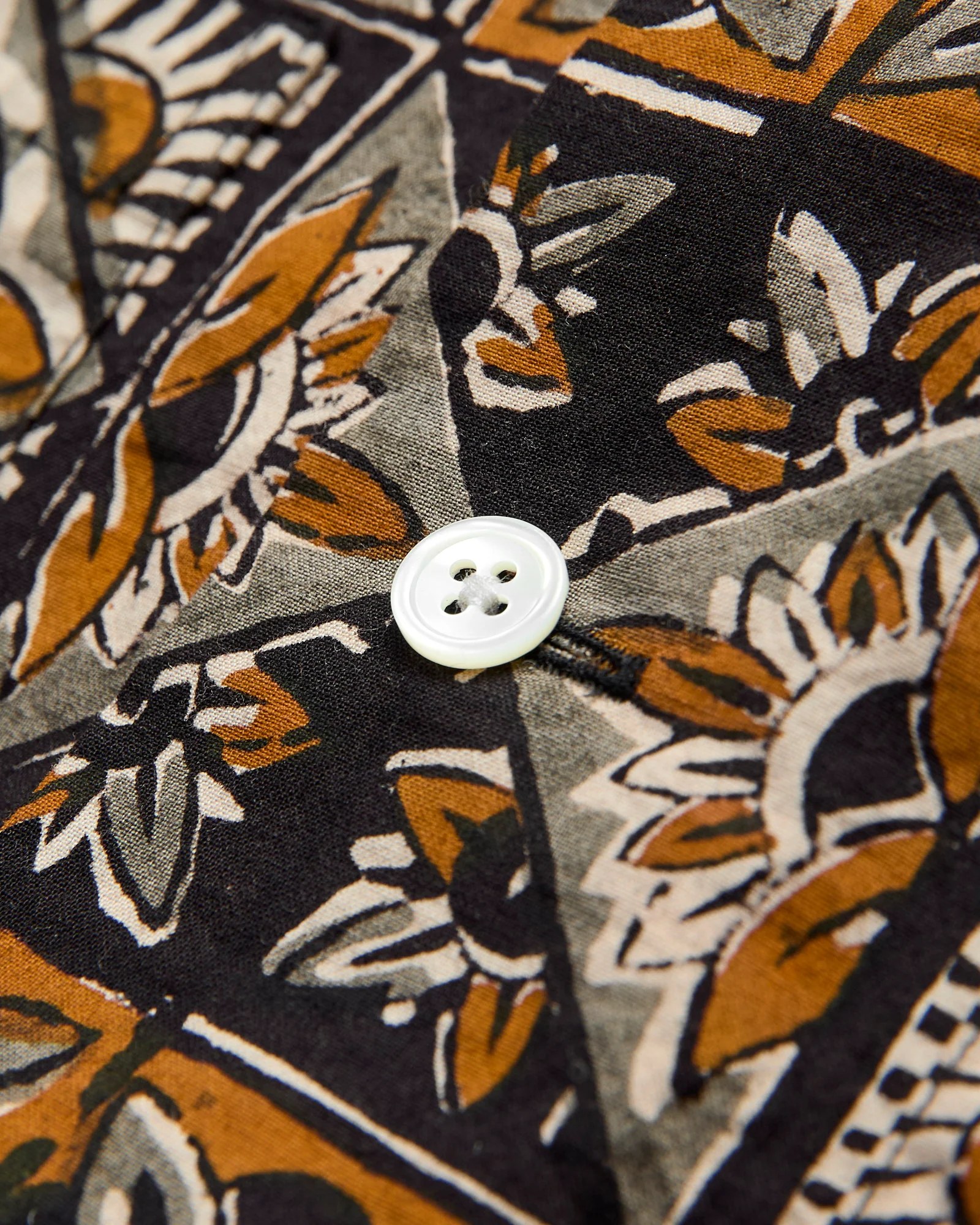 Block Print Open Collar Shirt in Brown - Image 6