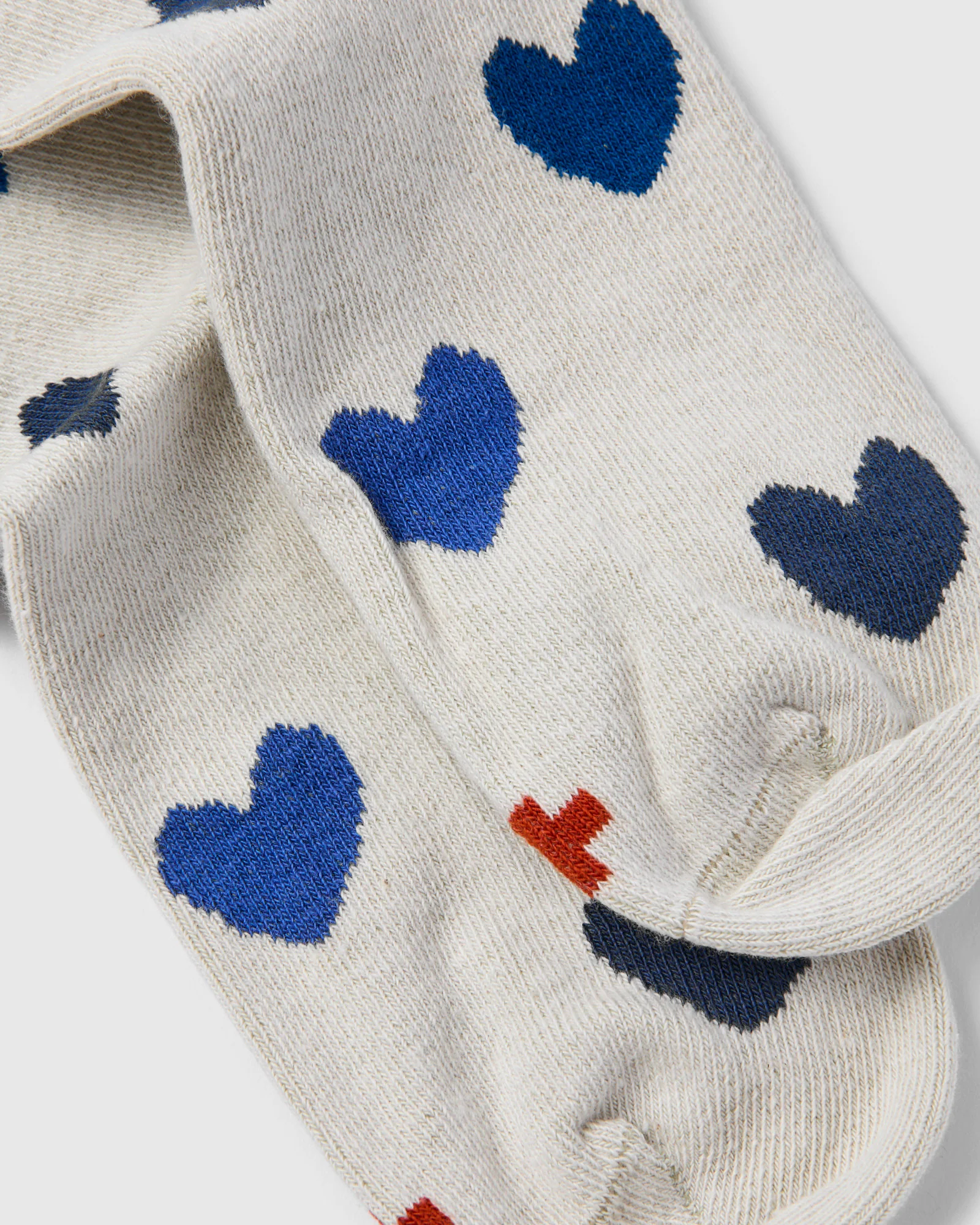Blue Heart Socks in Natural - Image 3
