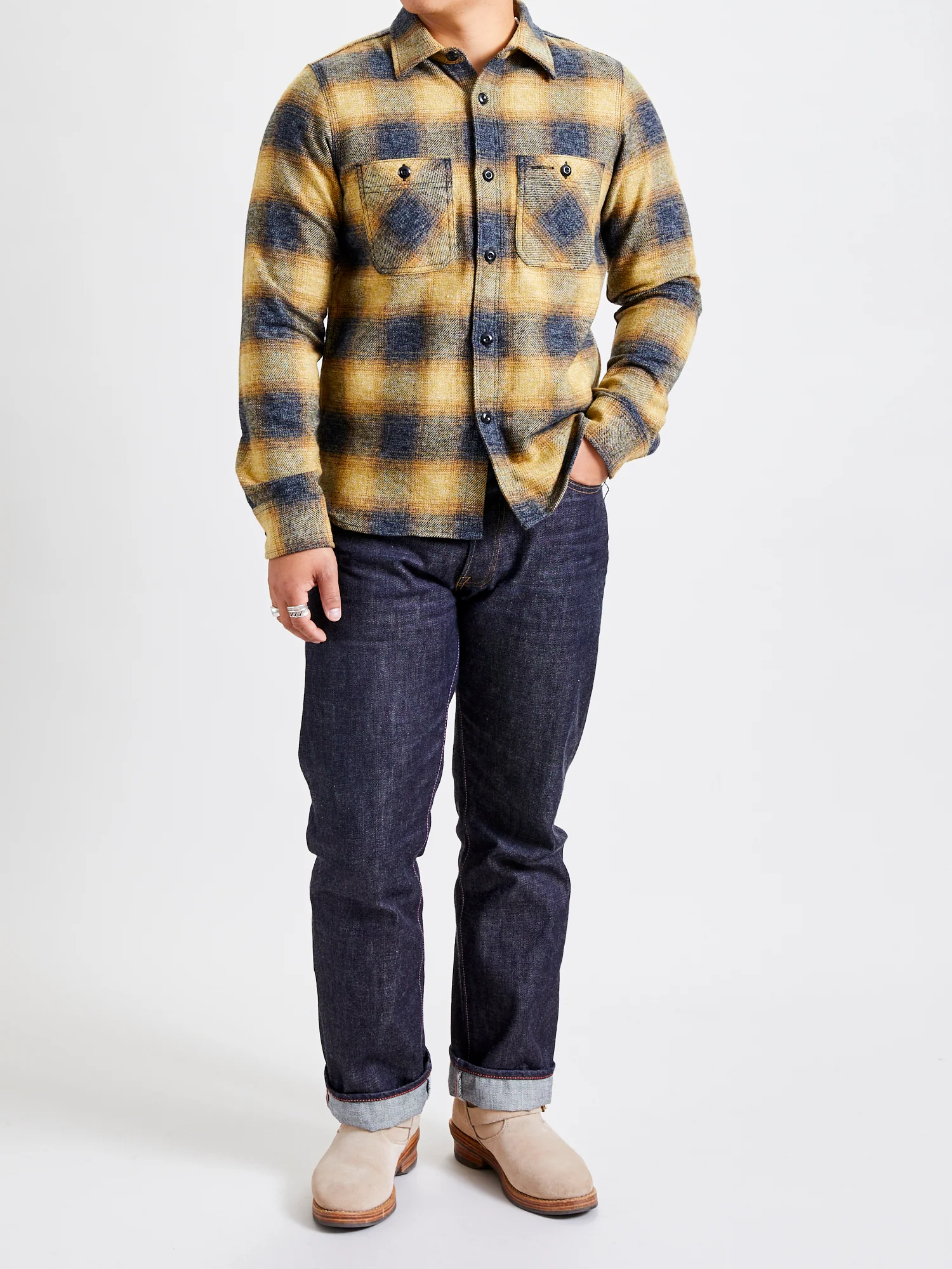 "BM Shirt" in Gold Ombre Plaid - Image 10