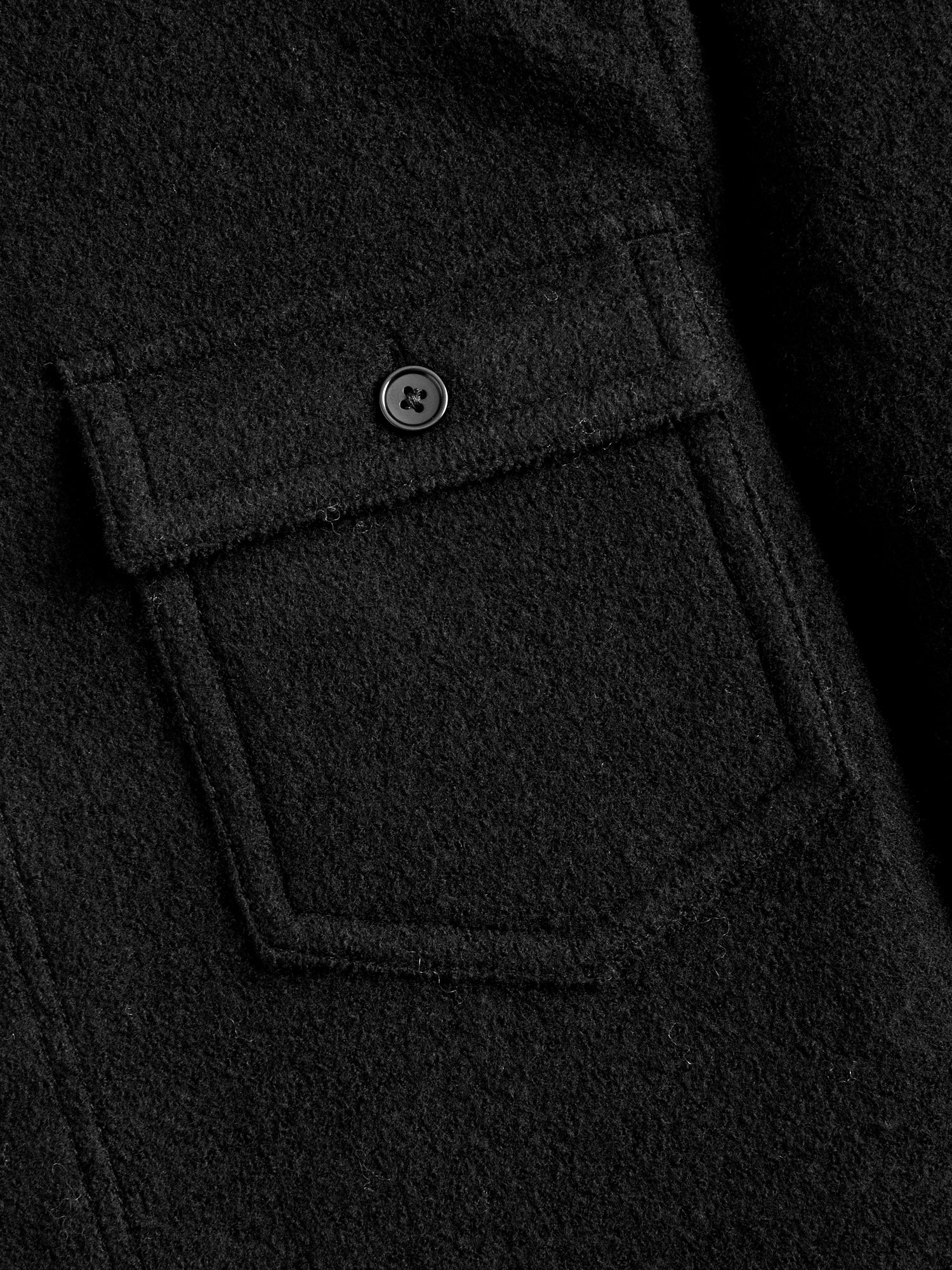 Boiled Wool Warden Overshirt in Black - Image 4